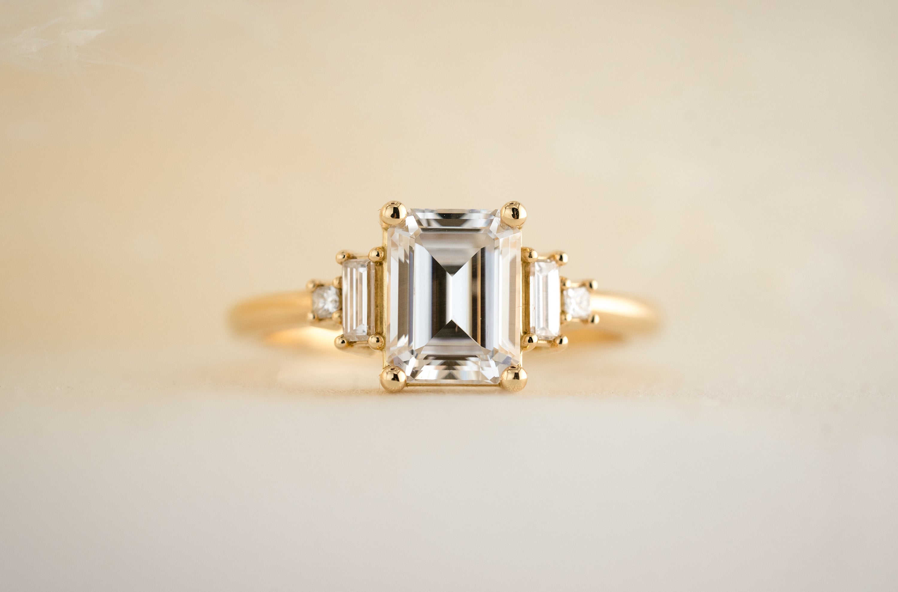 The Mira 1.5 CT Emerald Cut Moissanite Ring - Lavender Creek Gems
