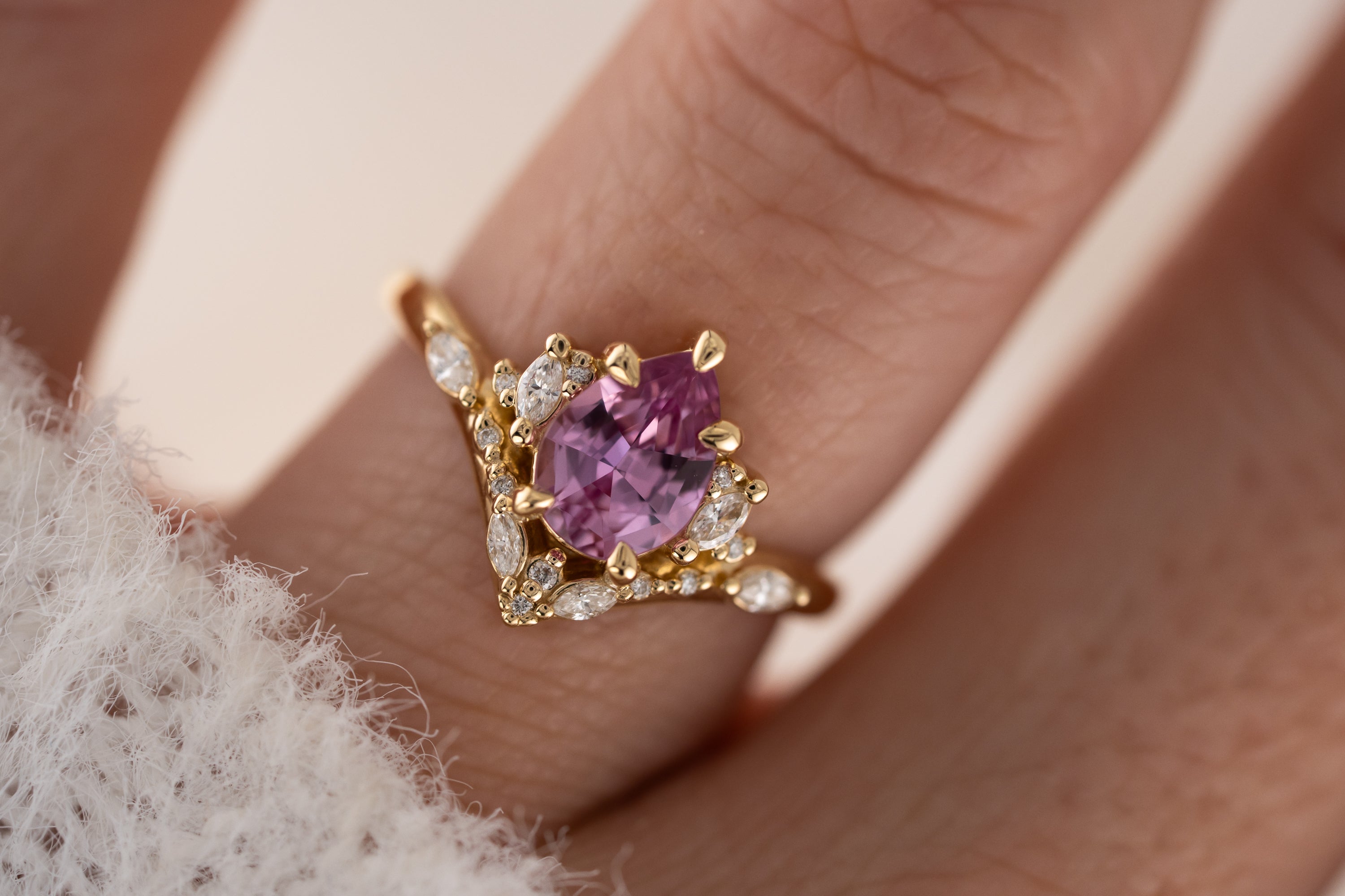 The Aurora Ring | 1.41 CT Pear Pink Sapphire