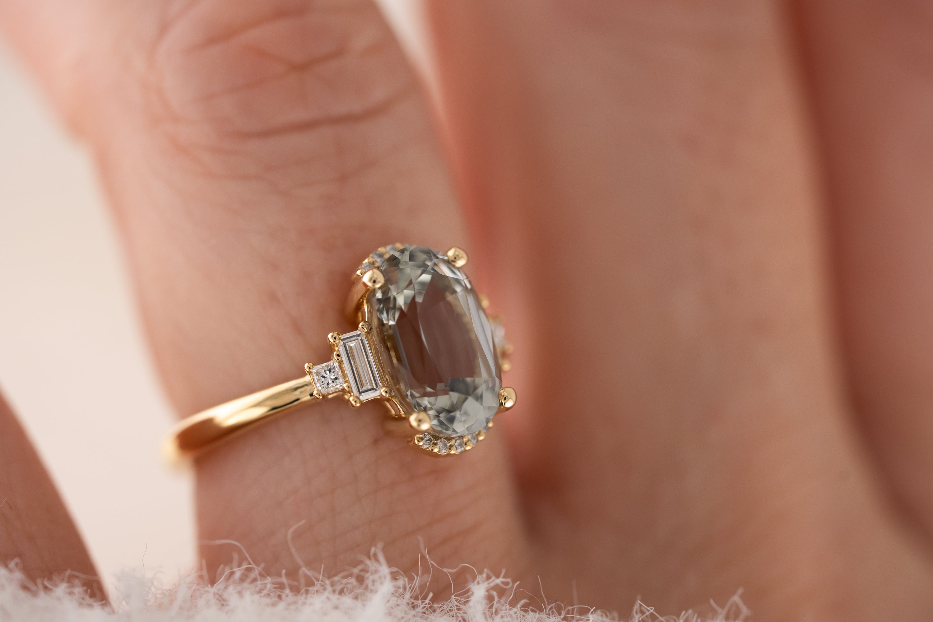 The Sura Ring | 3.38 CT Oval Green Sapphire