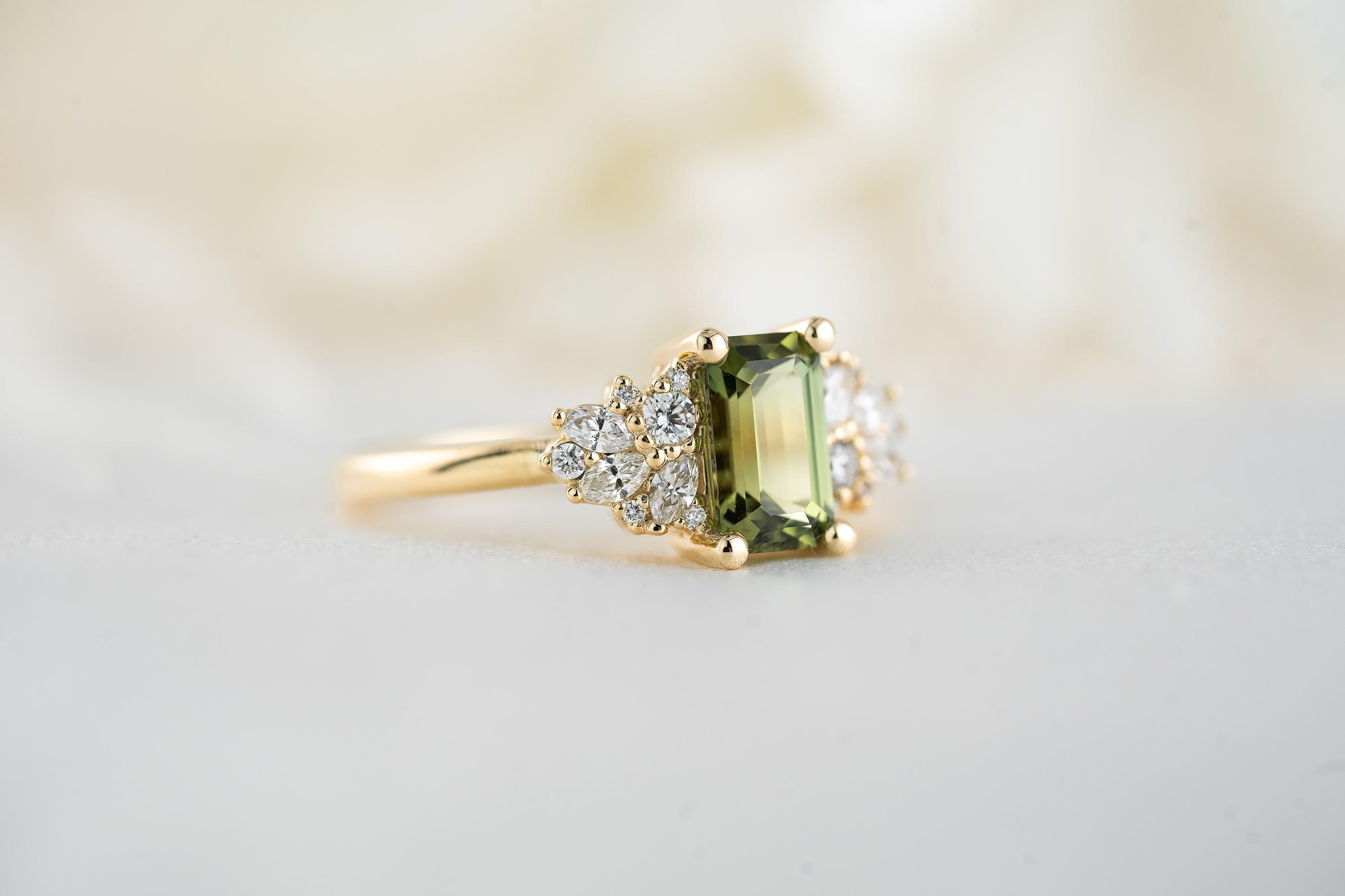 The Rosalie Ring | 1.26 CT Emerald Cut Green Sapphire - Lavender Creek Gems