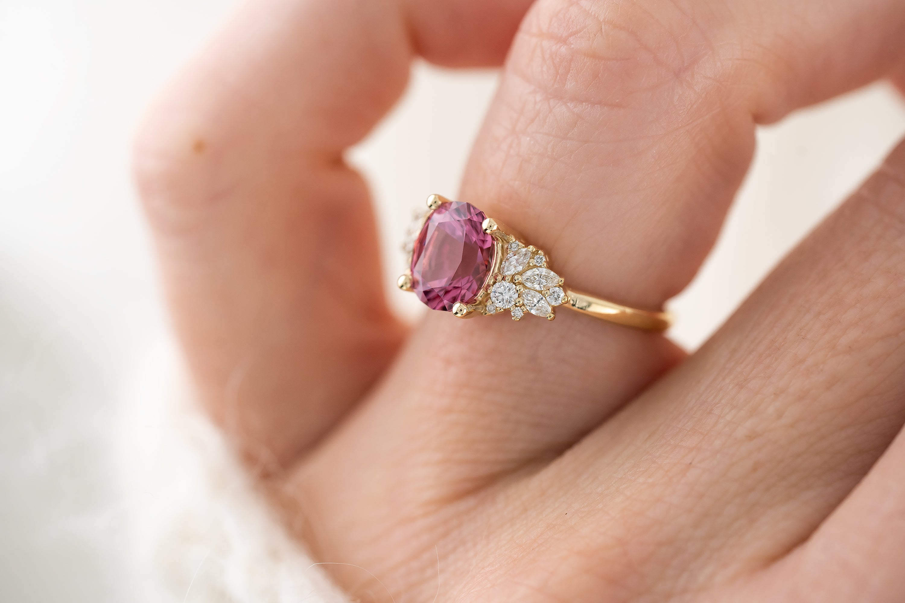 The Rosalie Ring | 2 CT Oval Pink Spinel - Lavender Creek Gems