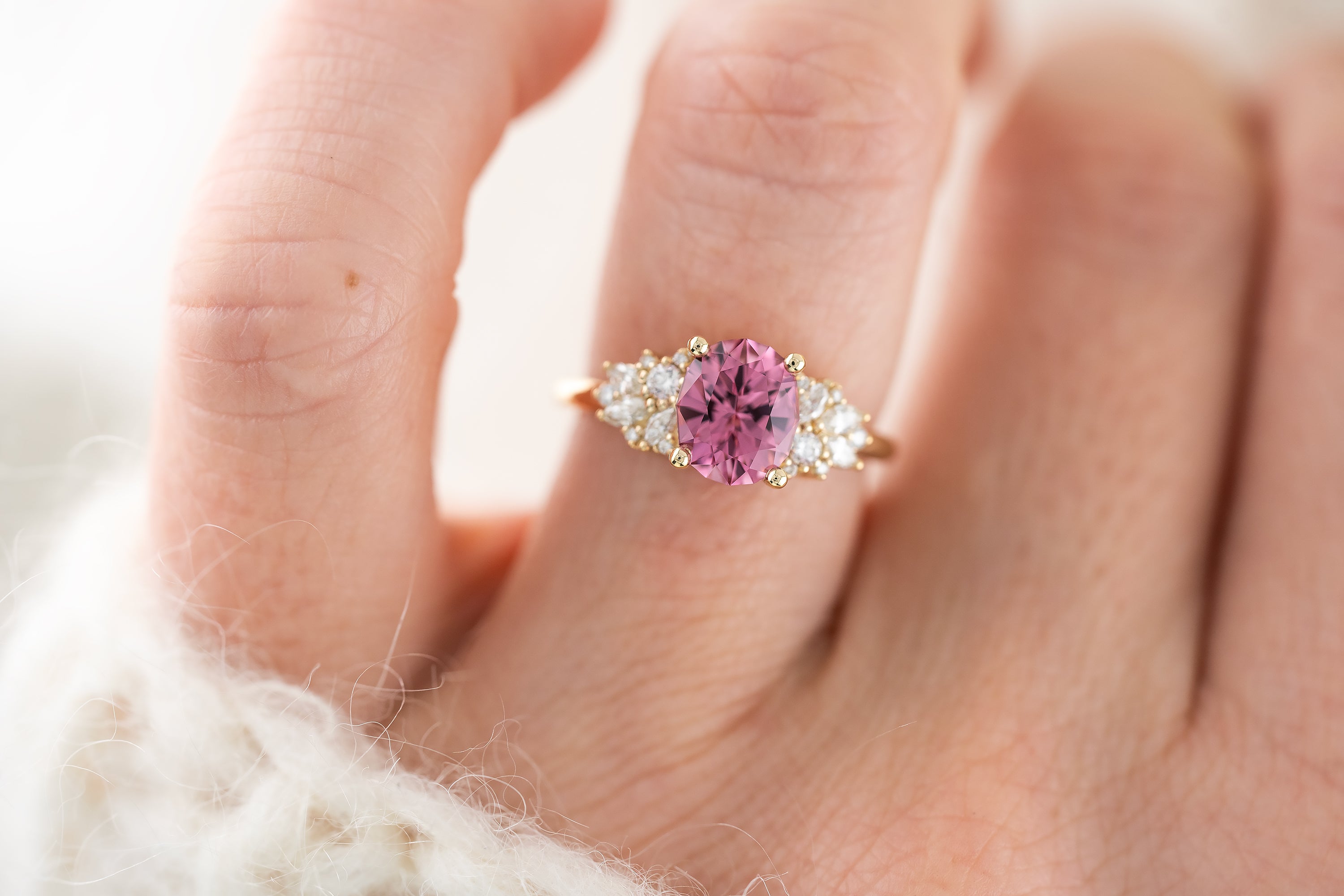 The Rosalie Ring | 2 CT Oval Pink Spinel - Lavender Creek Gems