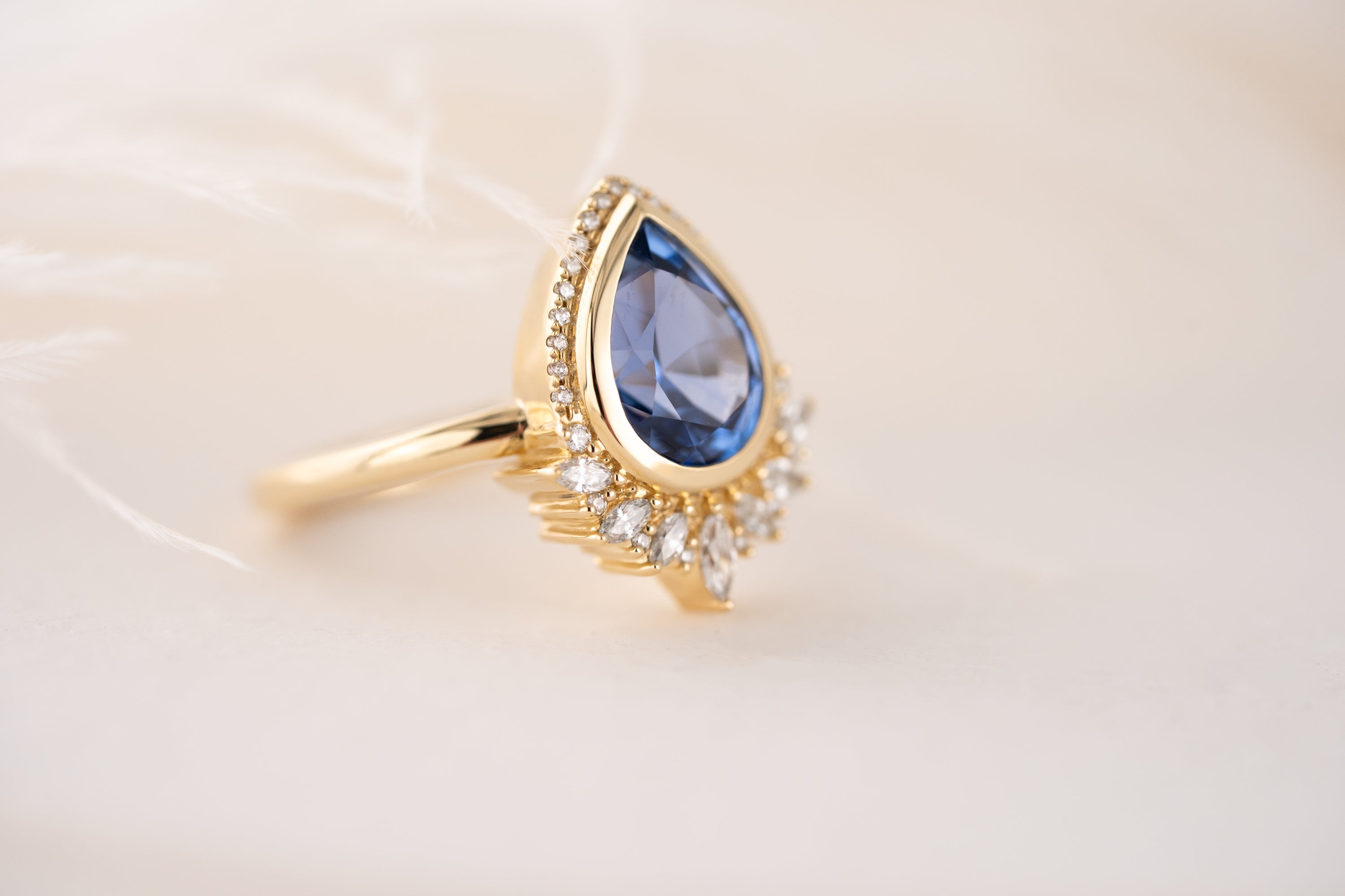 The Penelope Ring | 2.78 CT Pear Blue Sapphire