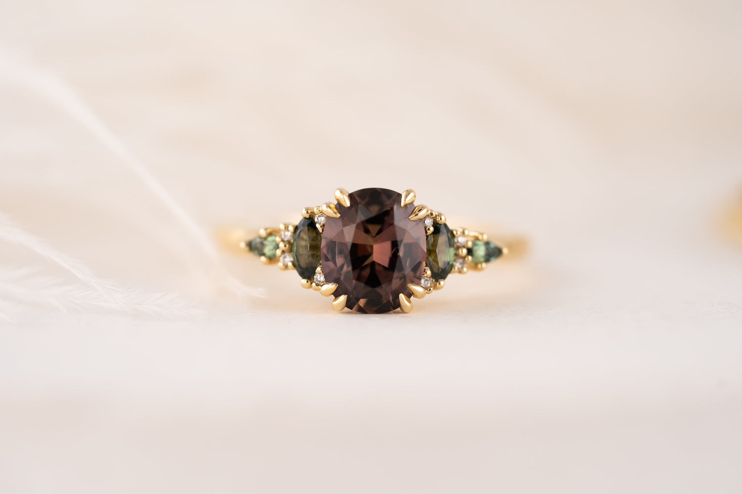 The Fall Maeve Wedding Set | 1.59 CT Oval Brown Sapphire