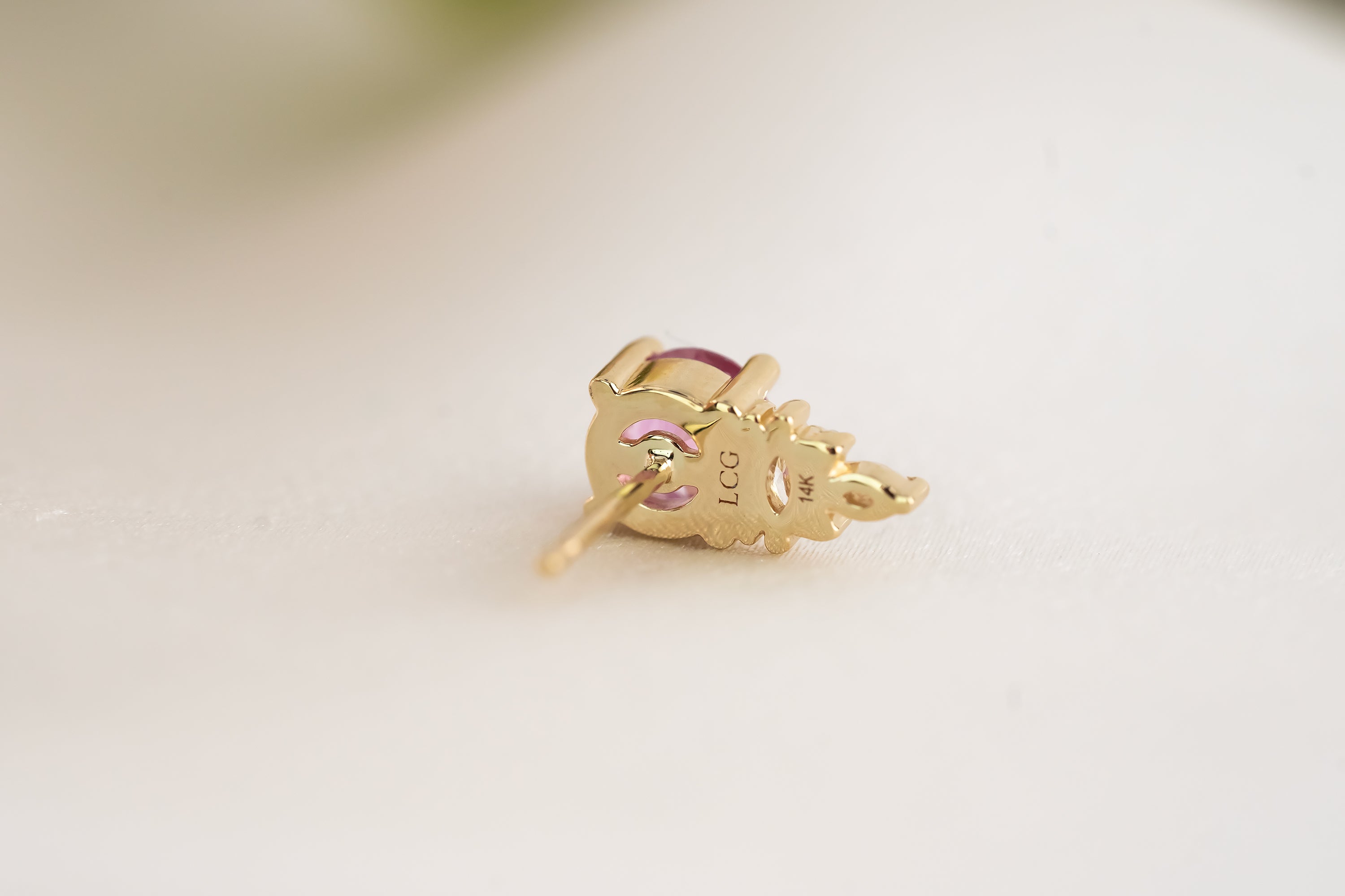 The Maeve Stud Earrings | Pink Round Sapphire - Lavender Creek Gems
