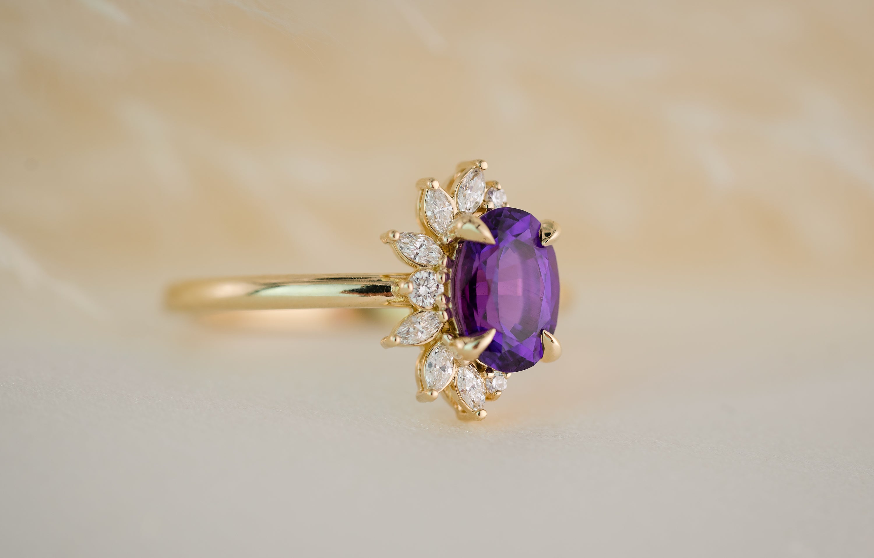 The Jade Ring | 1.41 CT Purple Oval Sapphire - Lavender Creek Gems