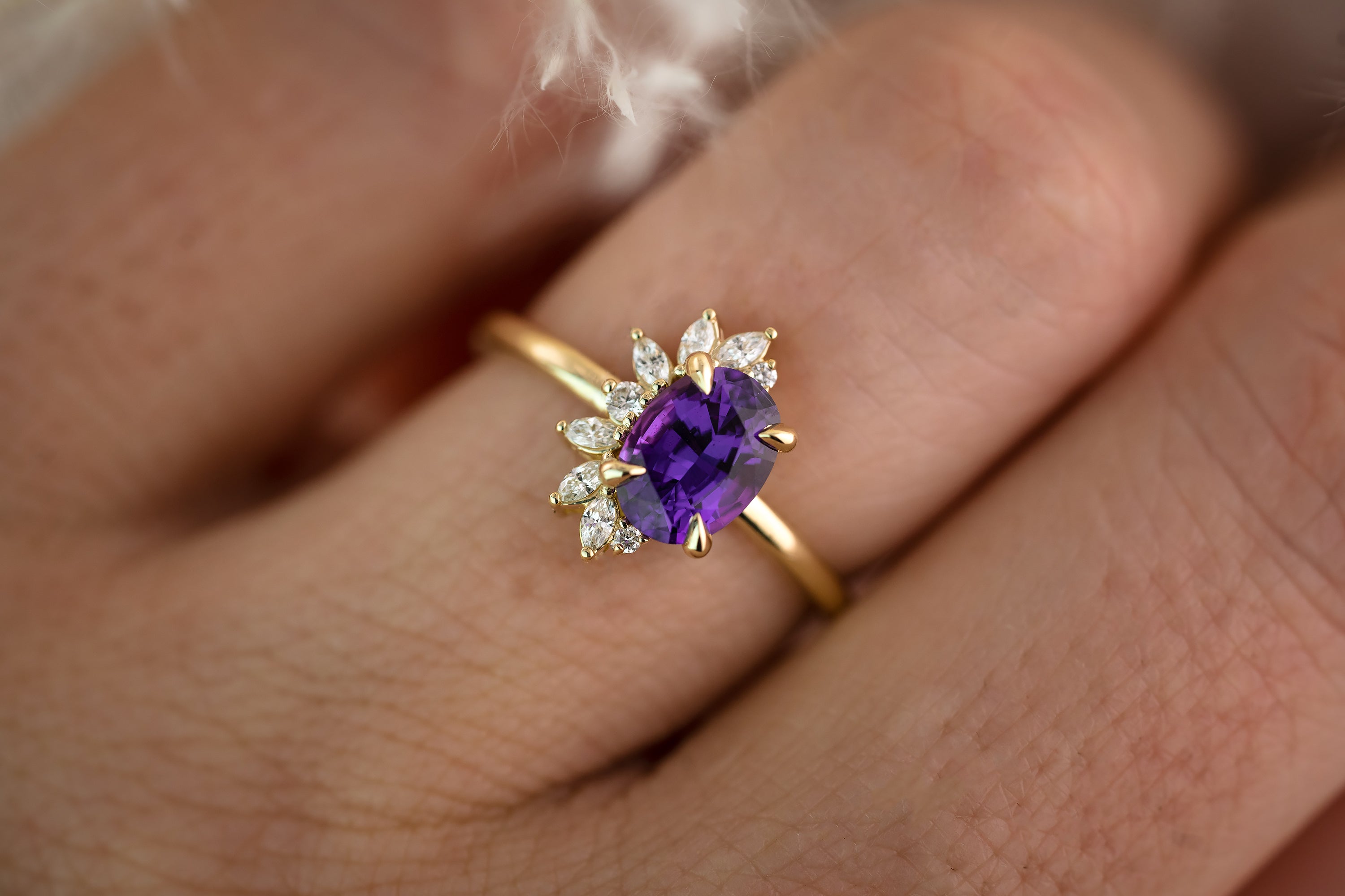 The Jade Ring | 1.41 CT Purple Oval Sapphire - Lavender Creek Gems