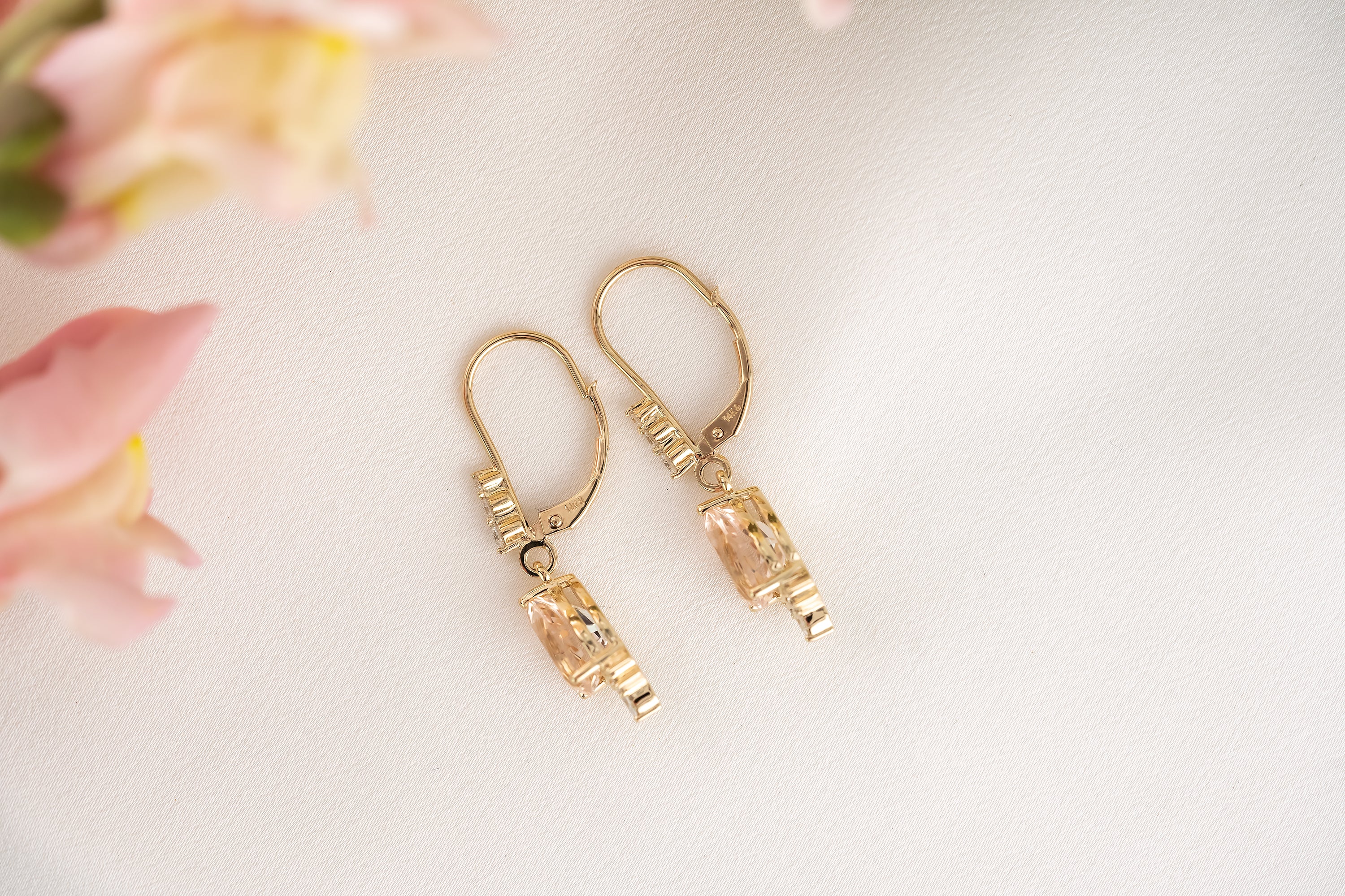 The Calliope Dangle Earrings | Pear Morganite - Lavender Creek Gems