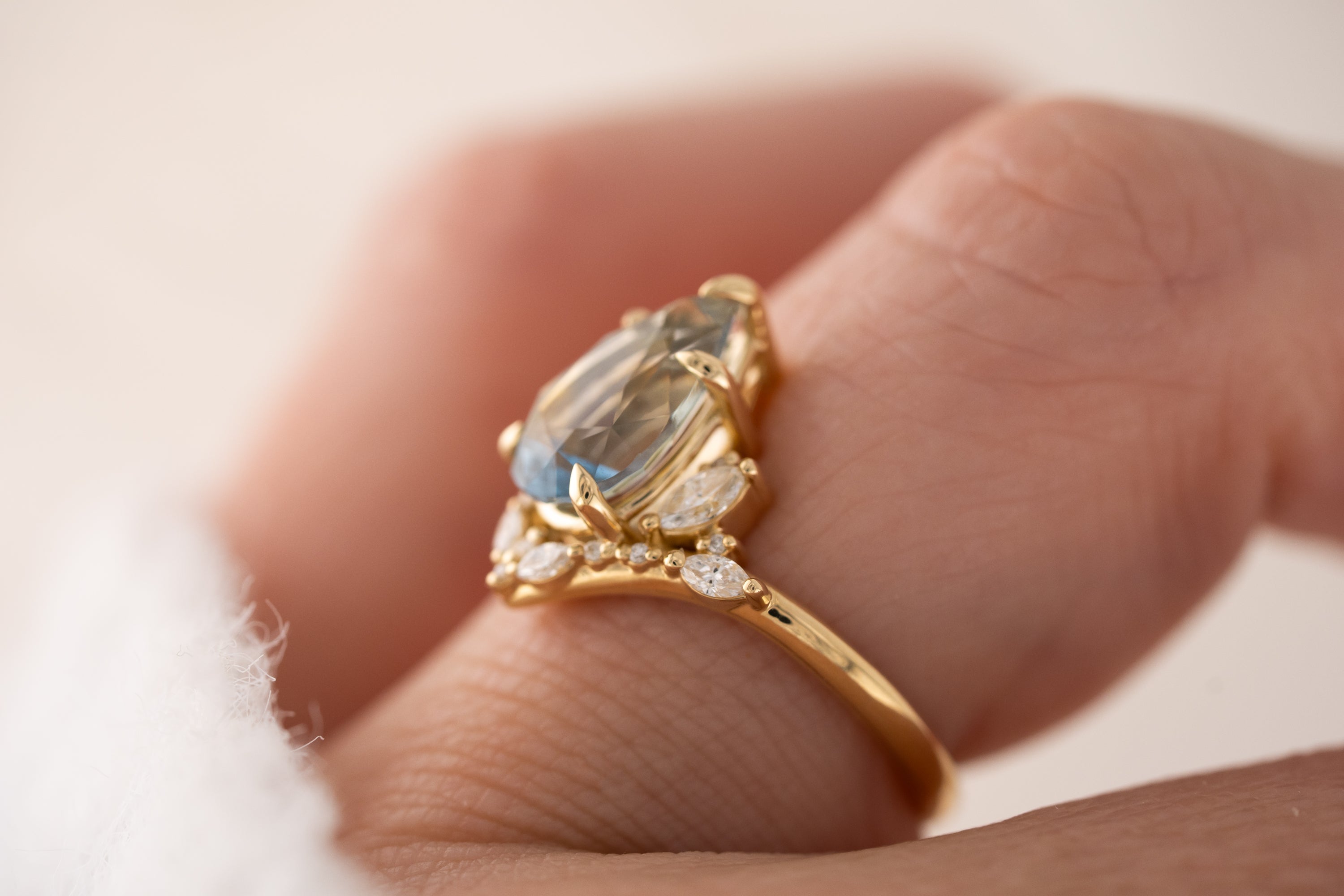 The Aurora Ring | 3.11 CT Pear Light Blue Bicolor Sapphire - Lavender Creek Gems