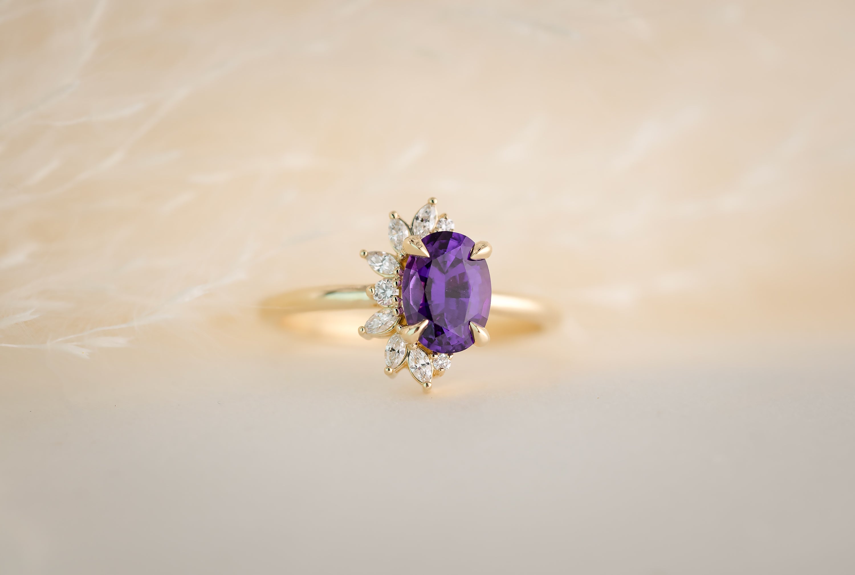 The Jade Ring | 1.41 CT Purple Oval Sapphire - Lavender Creek Gems