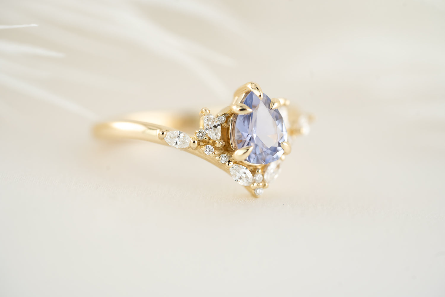 The Aurora Ring - 0.88 CT Pear Lavender Sapphire - Lavender Creek Gems