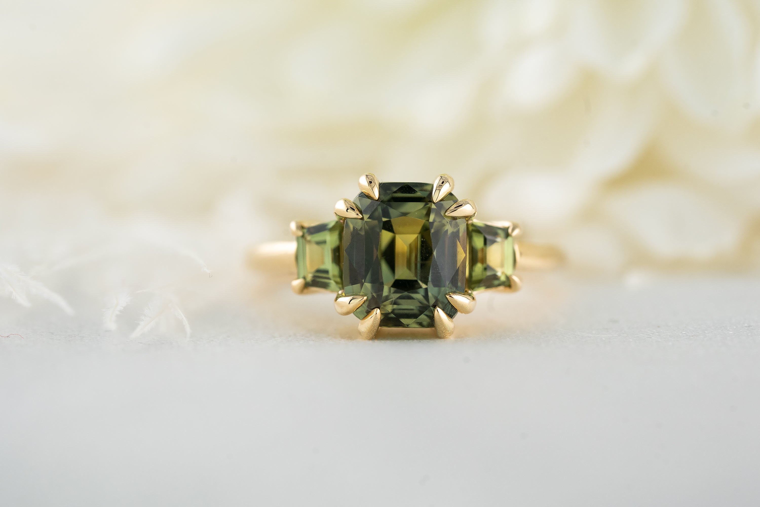 The Tría Ring | Green Sapphire - Lavender Creek Gems