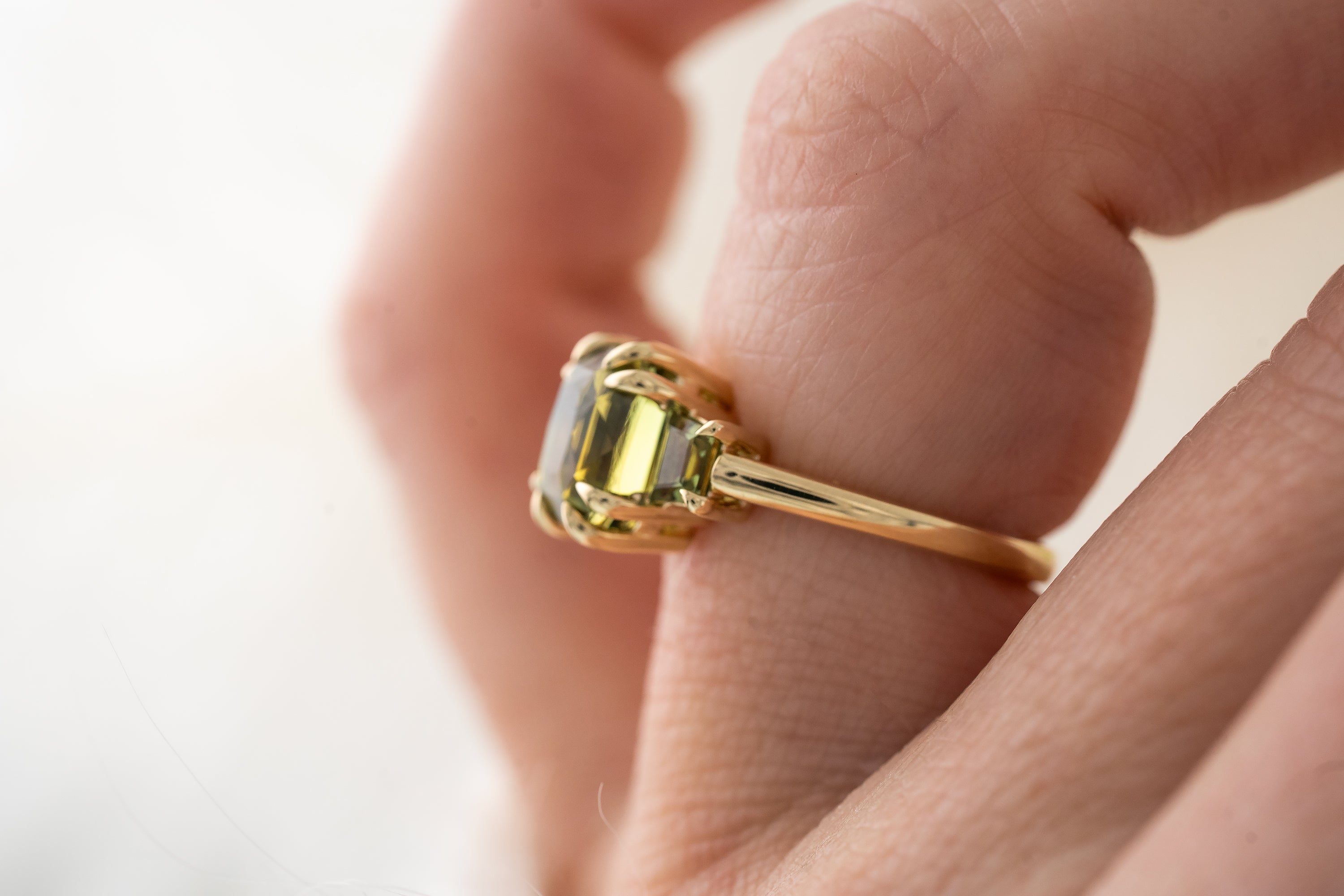 The Tría Ring | Green Sapphire - Lavender Creek Gems