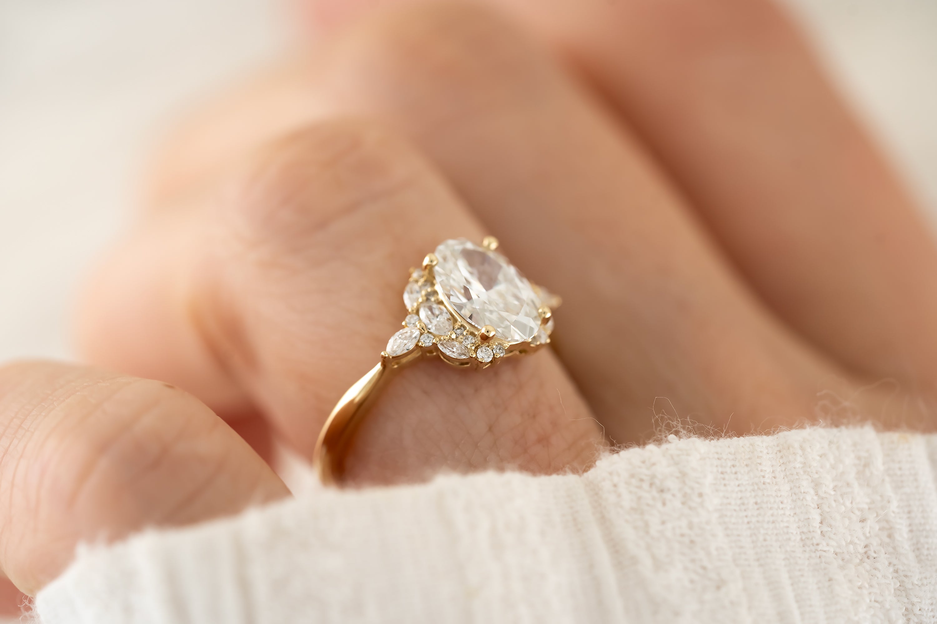 The Nestia Ring - 1.59 CT Oval Lab Diamond - Lavender Creek Gems