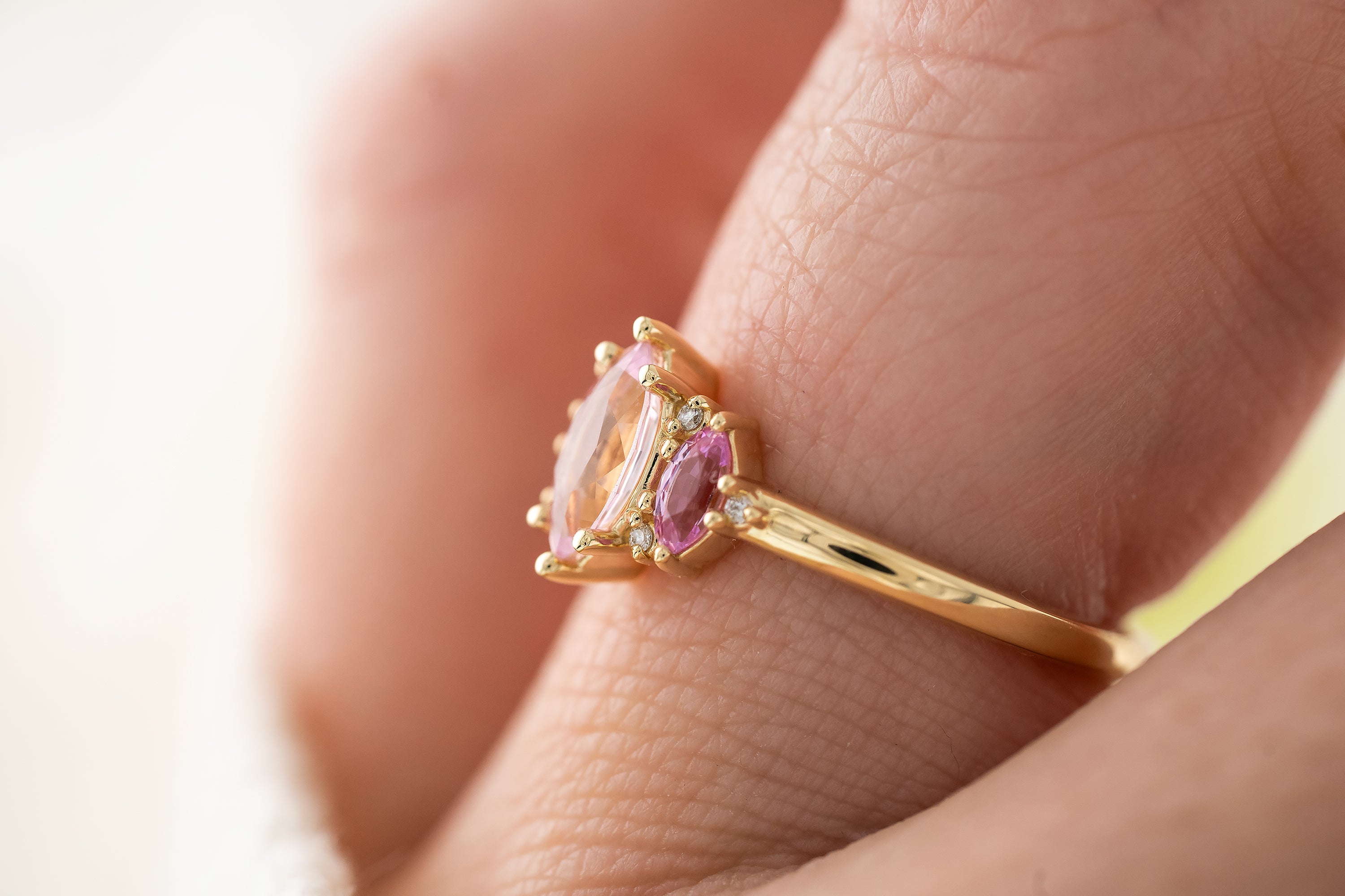 The Maren Ring | Marquise Pink Ombre Sapphire - Lavender Creek Gems