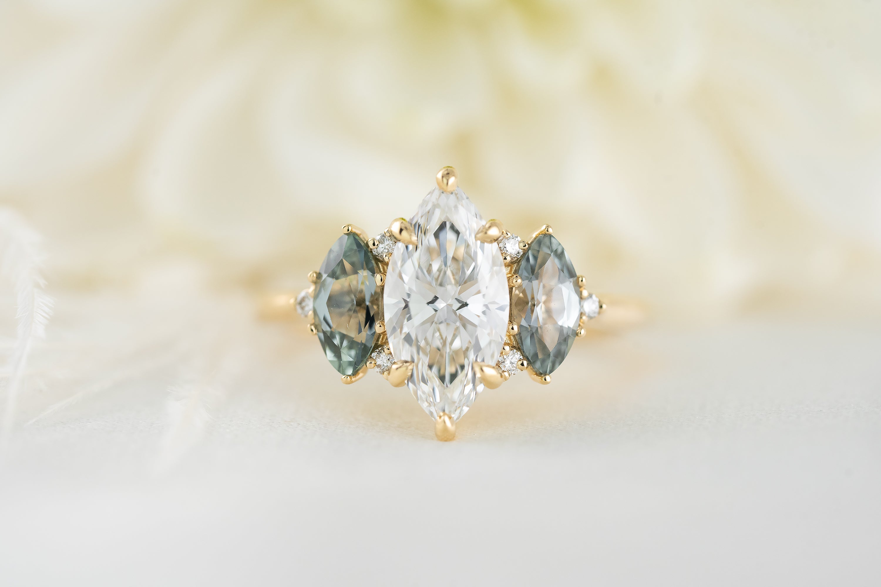 The Maren Ring | Marquise Diamond + Montana Sapphire - Lavender Creek Gems