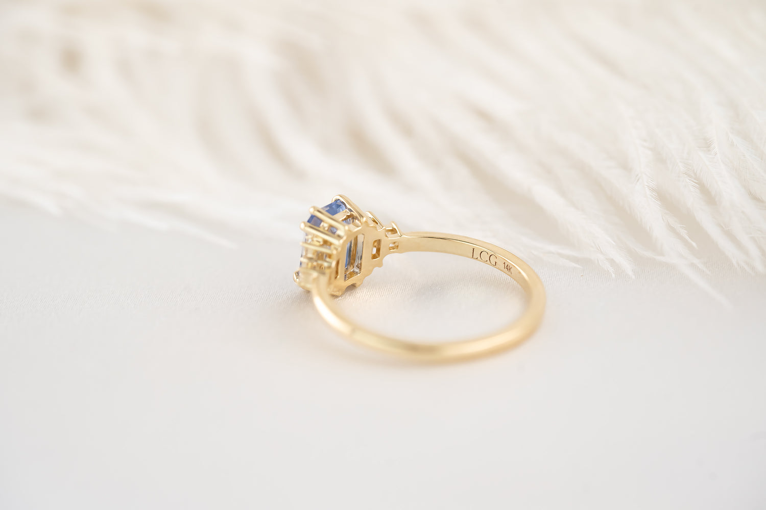 The Mira Ring - 1.4 CT Emerald Cut Periwinkle Bi-Color Sapphire - Lavender Creek Gems