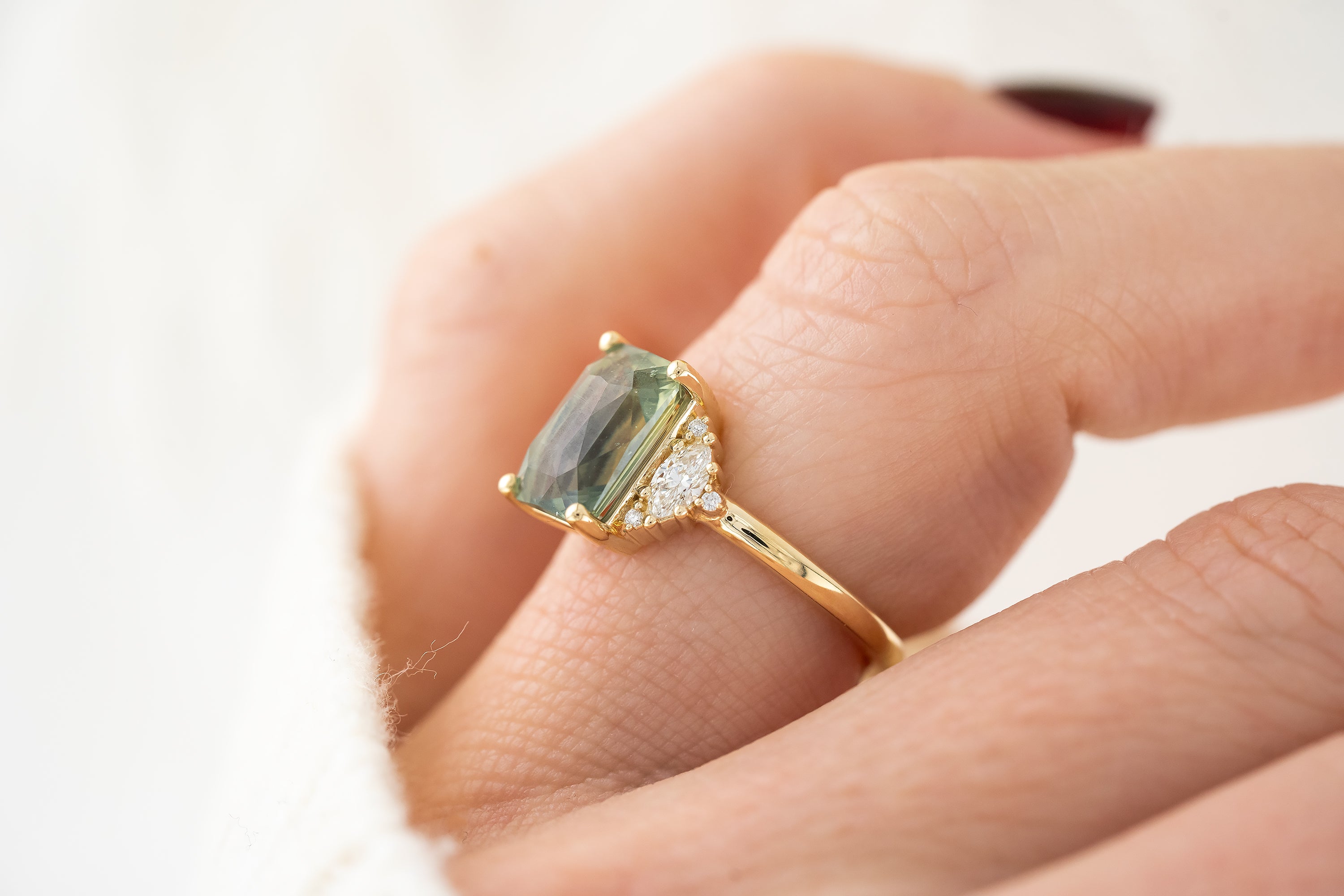 The Maren Ring | 4 CT Radiant Teal Sapphire - Lavender Creek Gems