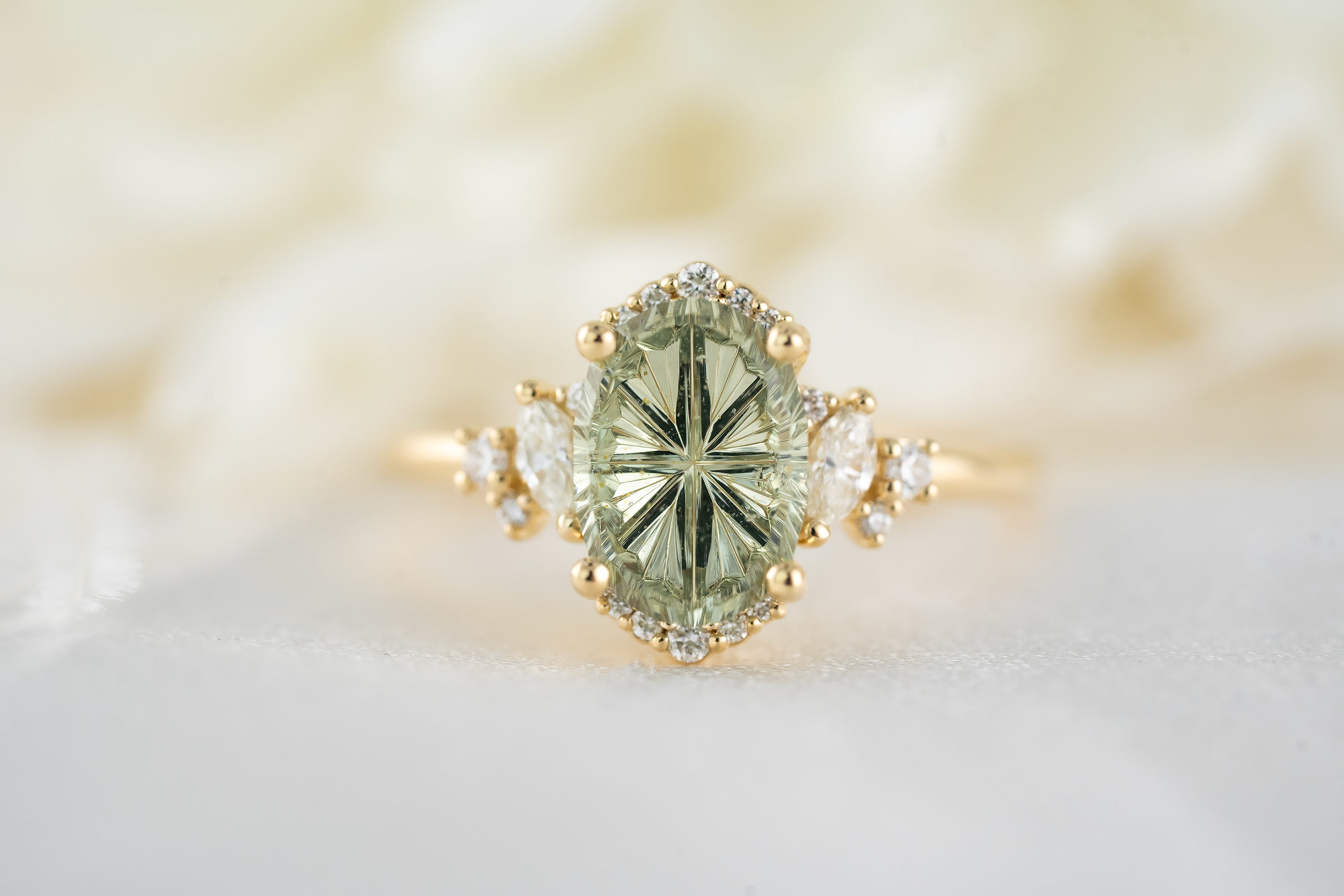 The Naevia Ring | 3.03 CT Oval Starbrite™ Cut Mint Sapphire - Lavender Creek Gems