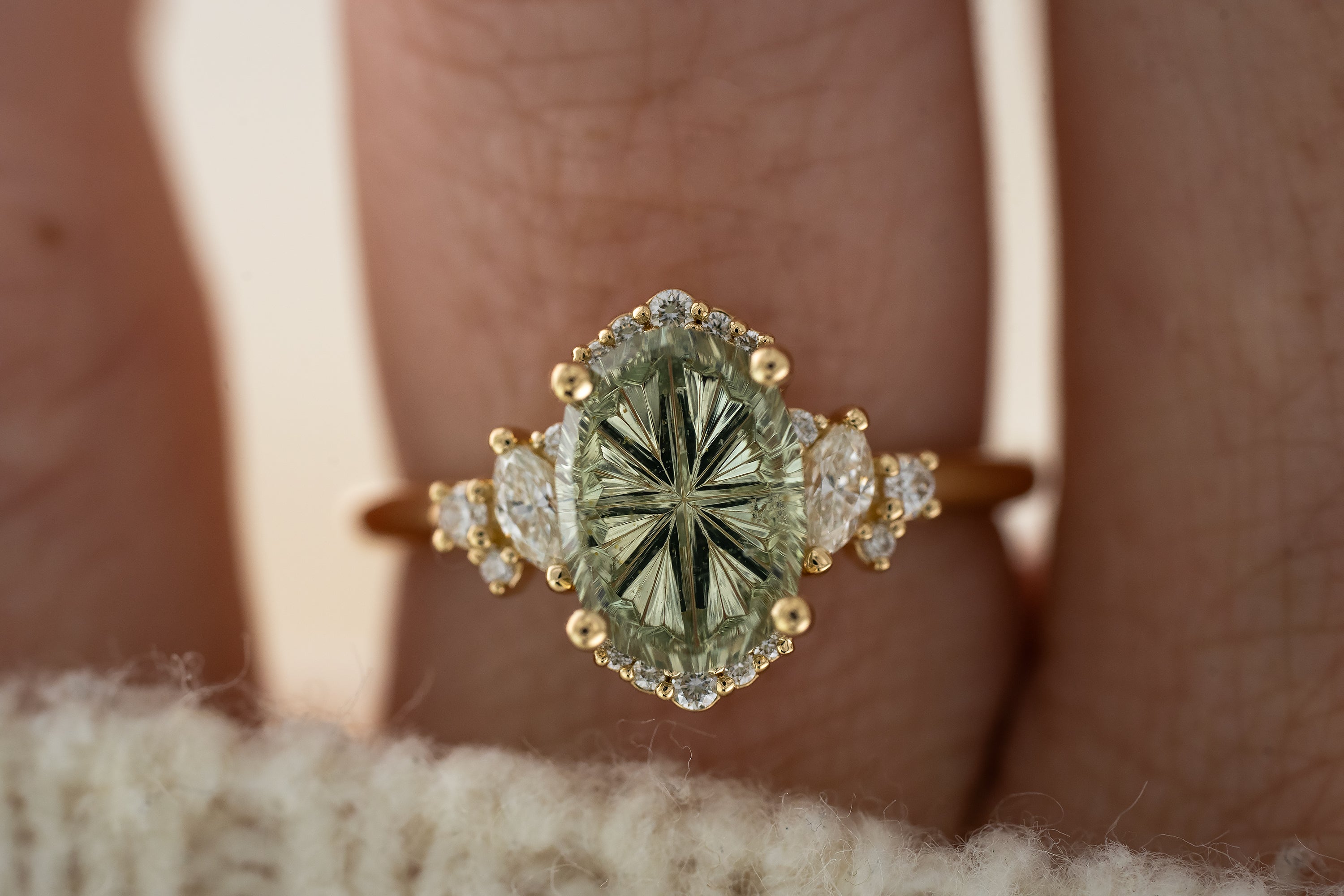 The Naevia Ring | 3.03 CT Oval Starbrite™ Cut Mint Sapphire - Lavender Creek Gems