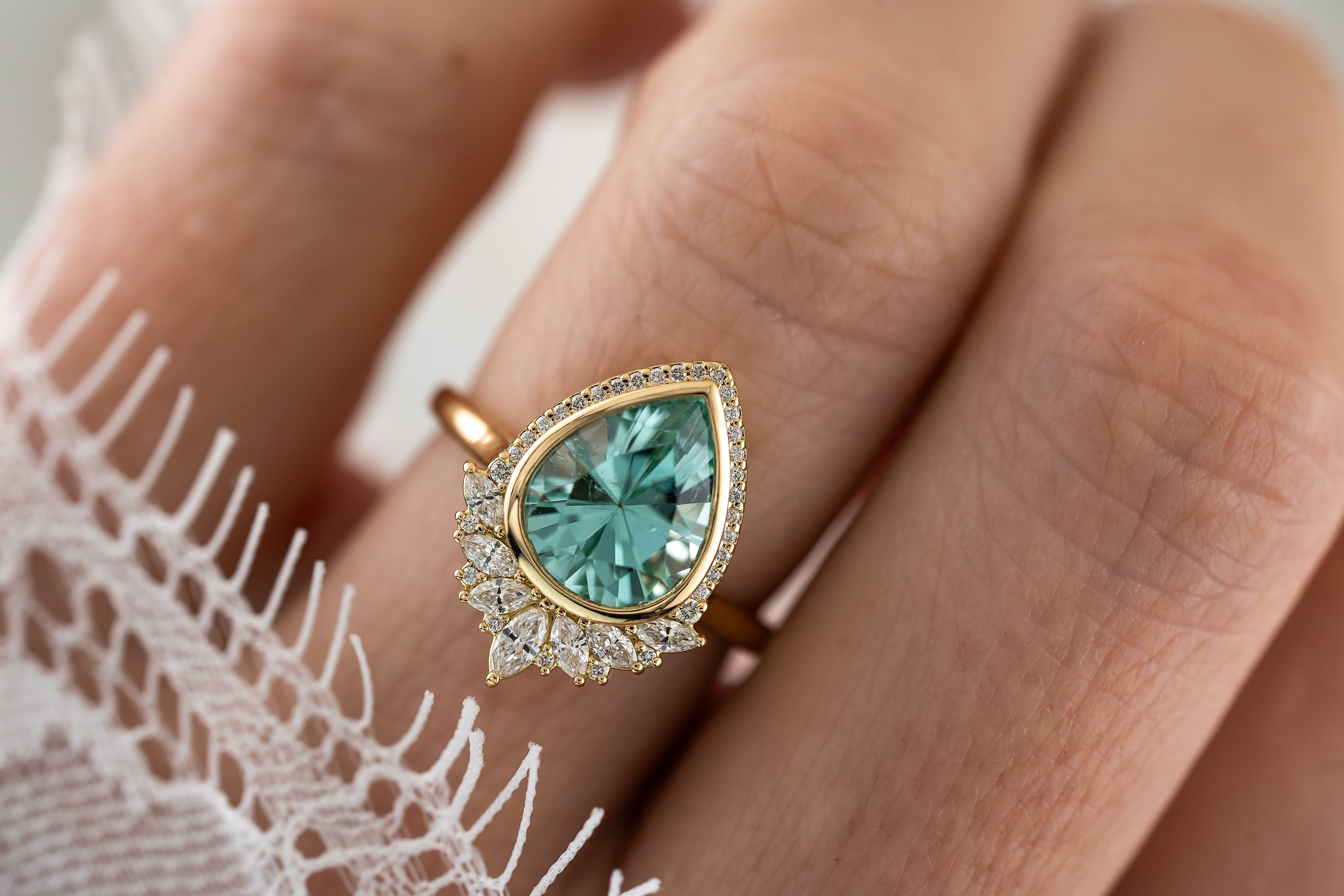 The Penelope Ring | 2.7 CT Pear Paraiba Tourmaline - Lavender Creek Gems