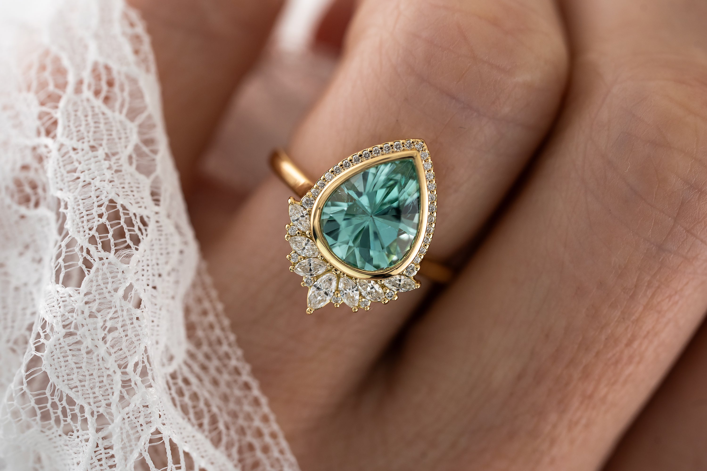 The Penelope Ring | 2.7 CT Pear Paraiba Tourmaline - Lavender Creek Gems