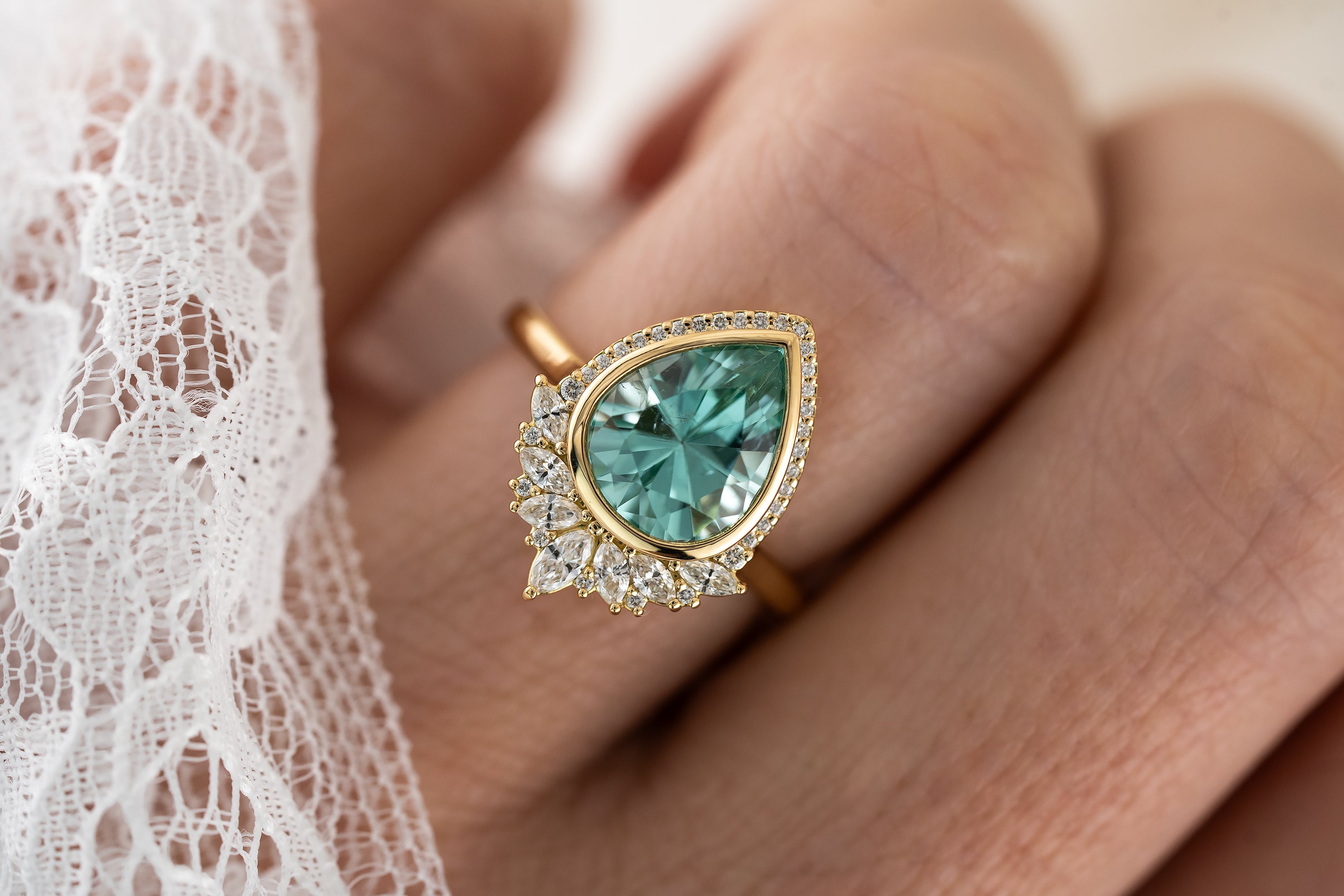 The Penelope Ring | 2.7 CT Pear Paraiba Tourmaline - Lavender Creek Gems