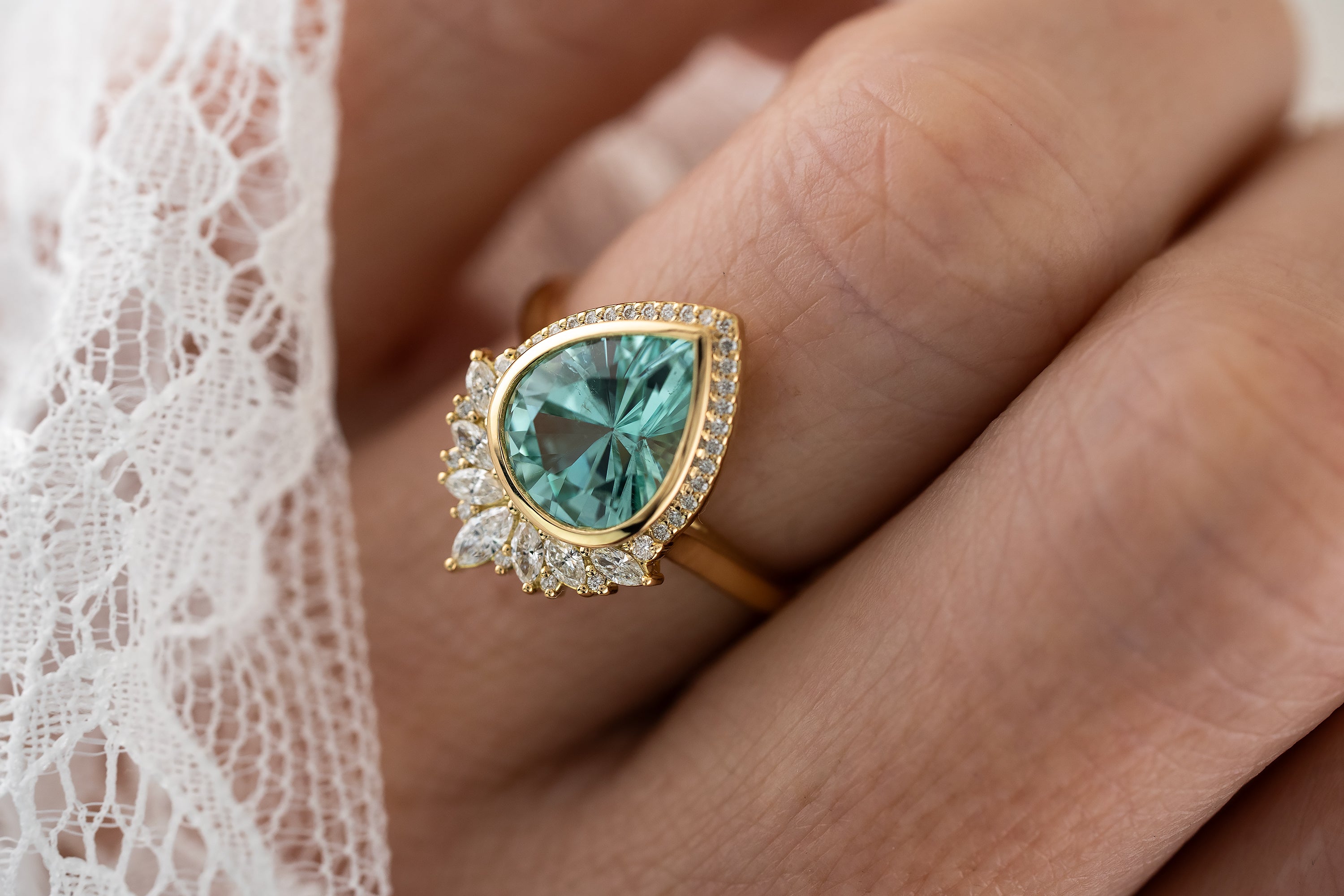 The Penelope Ring | 2.7 CT Pear Paraiba Tourmaline - Lavender Creek Gems