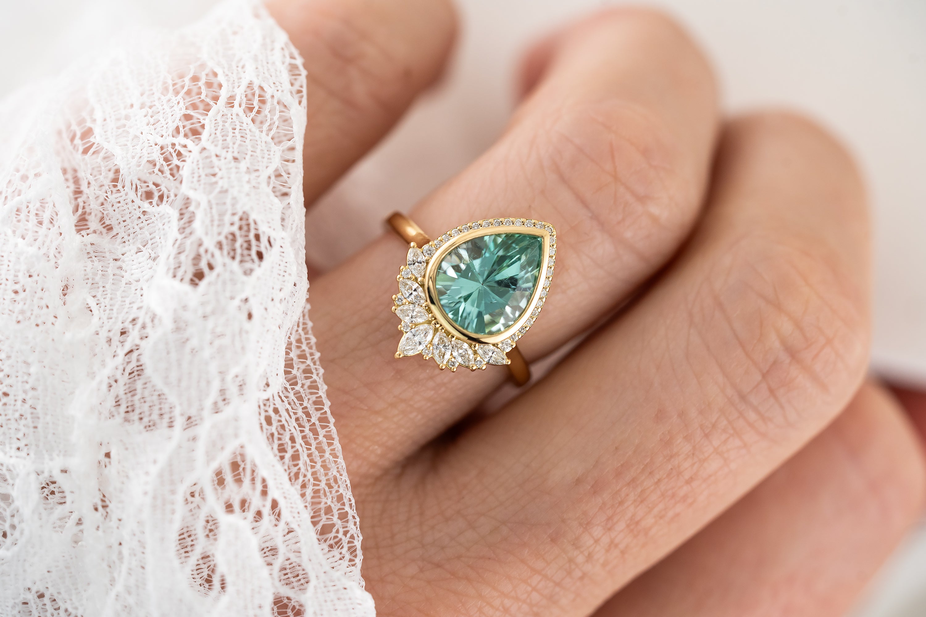 The Penelope Ring | 2.7 CT Pear Paraiba Tourmaline - Lavender Creek Gems