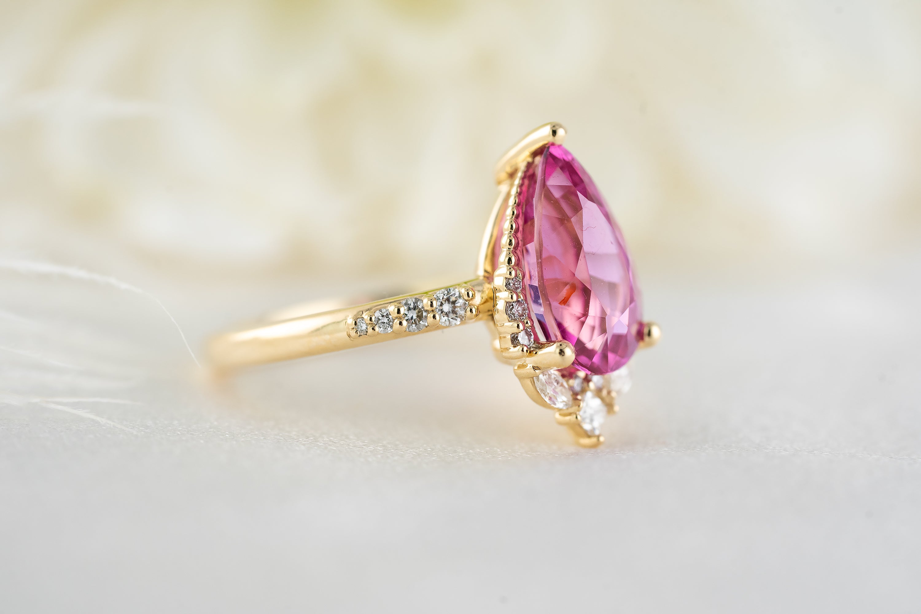 The Charlotte Ring | 3.16 Hot Pink Sapphire - Lavender Creek Gems