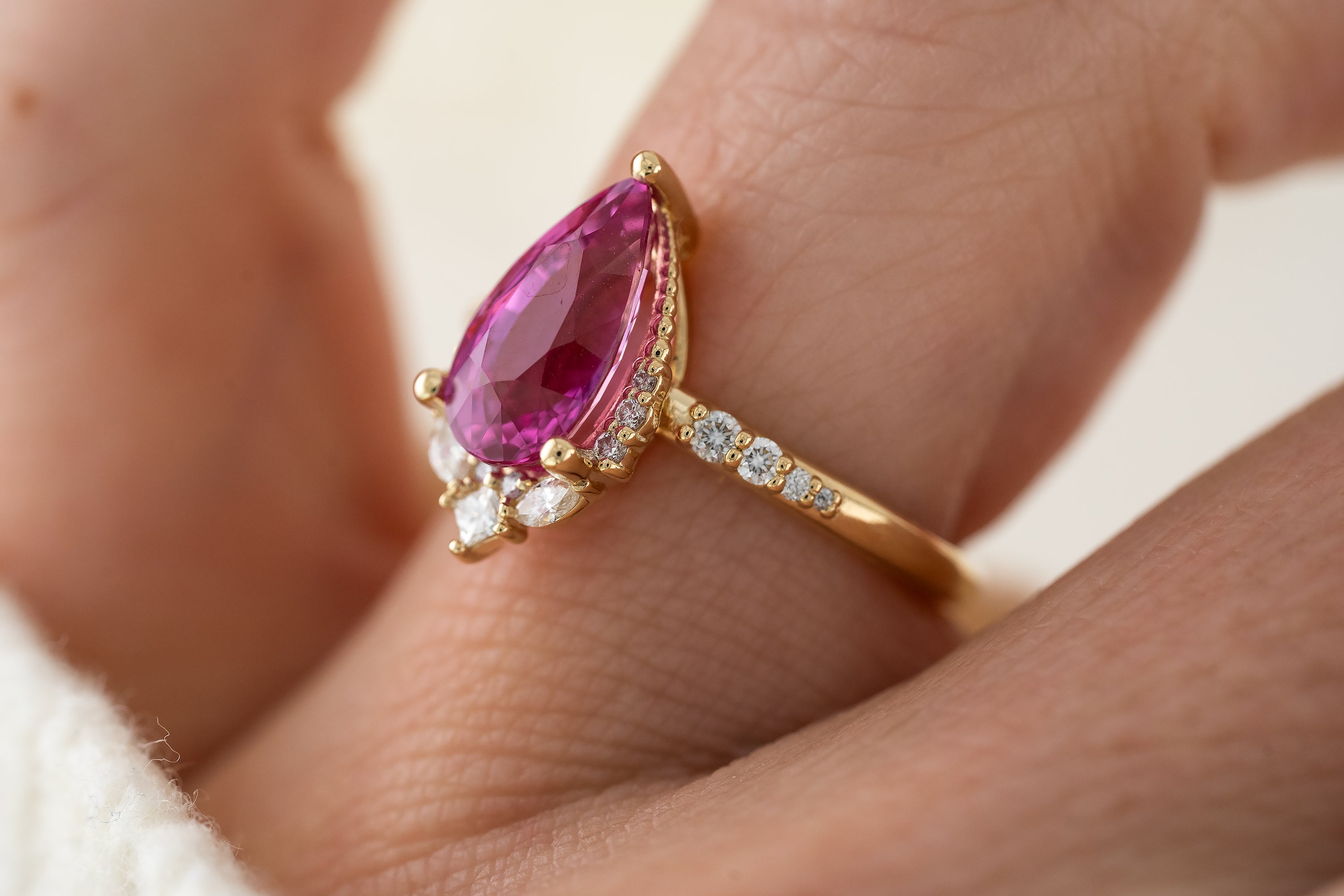 The Charlotte Ring | 3.16 Hot Pink Sapphire - Lavender Creek Gems