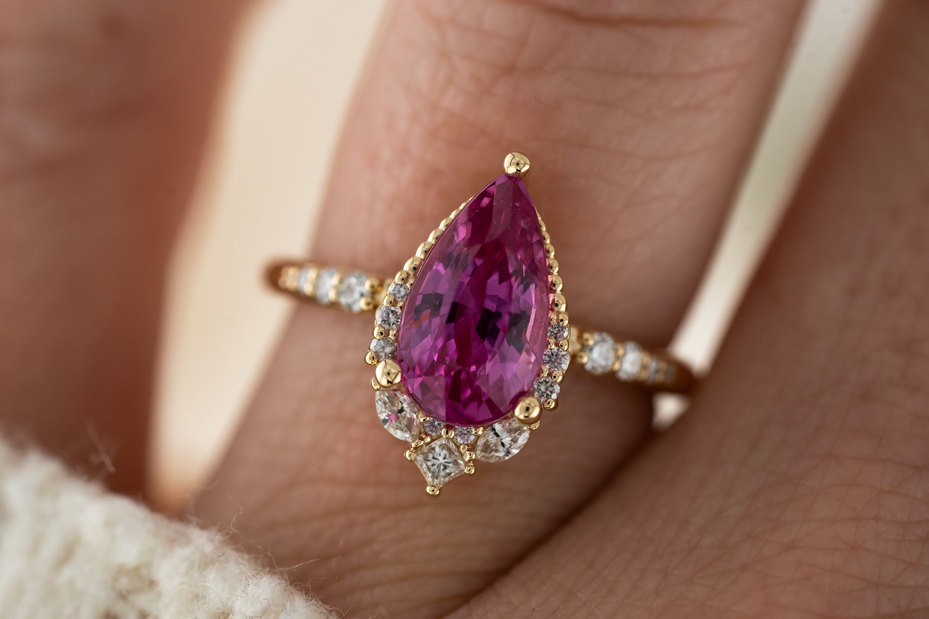 The Charlotte Ring | 3.16 Hot Pink Sapphire - Lavender Creek Gems