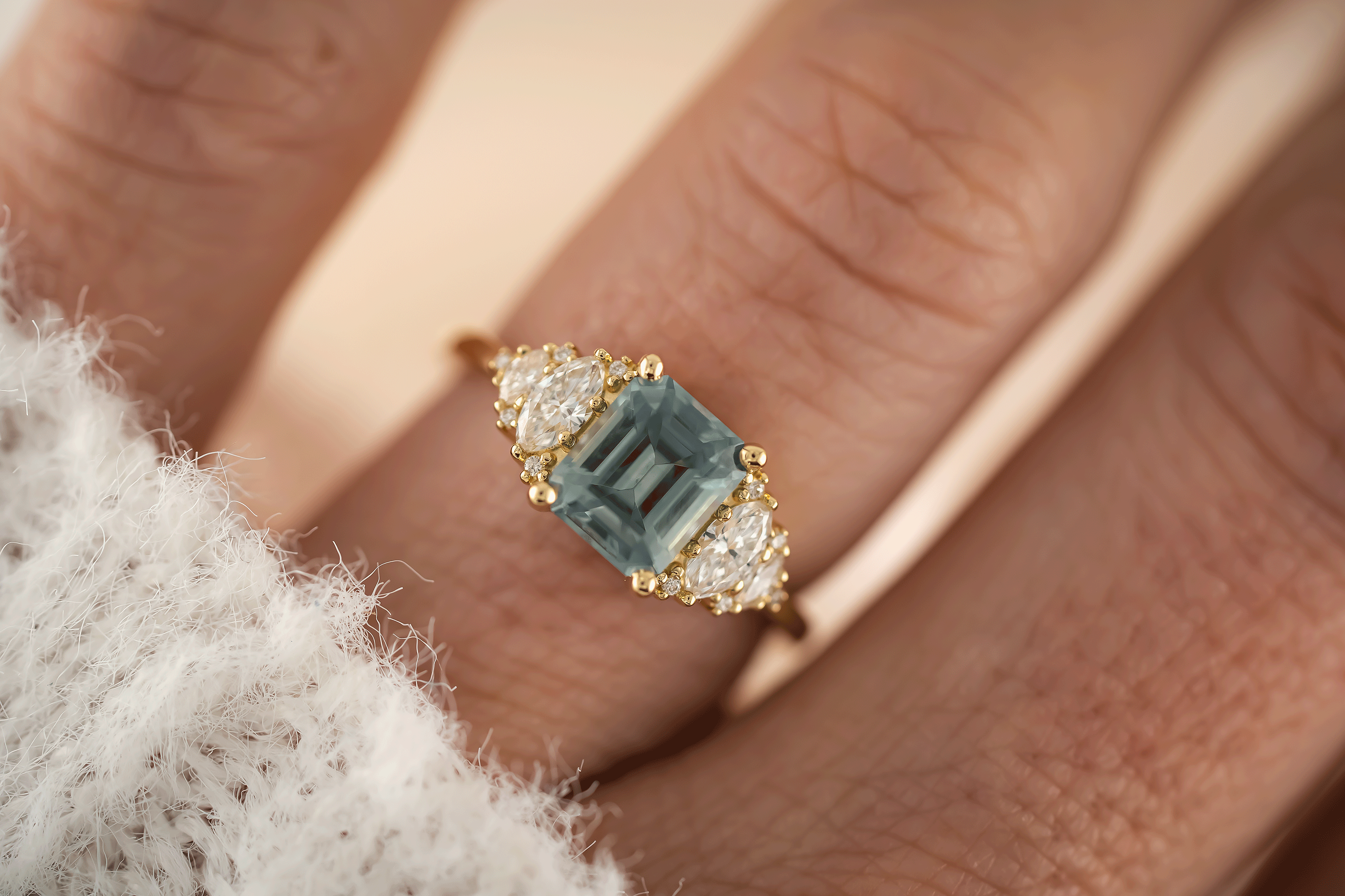 The Vivienne Ring | 2 CT Emerald Cut Light Blue Montana Sapphire - Lavender Creek Gems