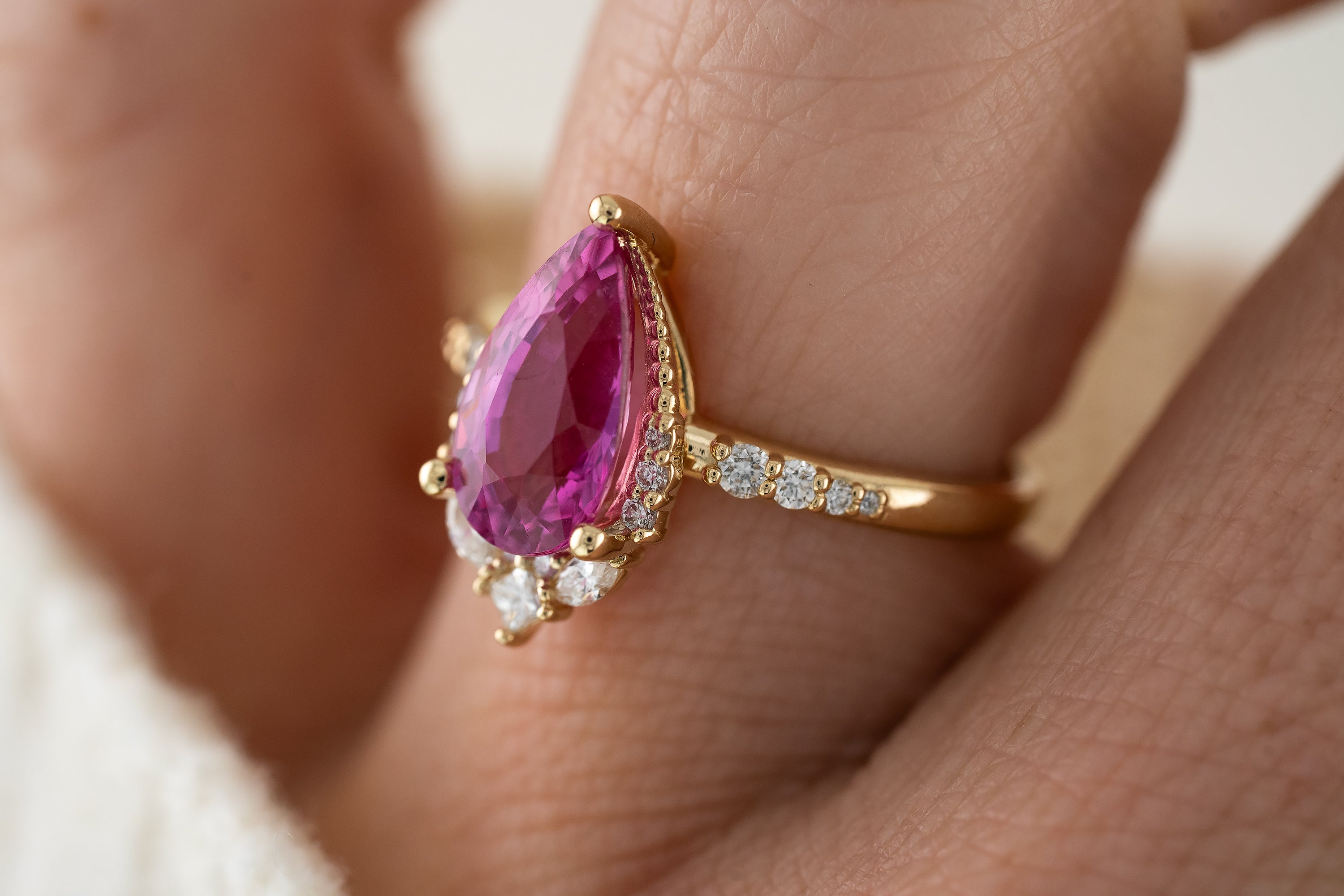 The Charlotte Ring | 3.16 Hot Pink Sapphire - Lavender Creek Gems