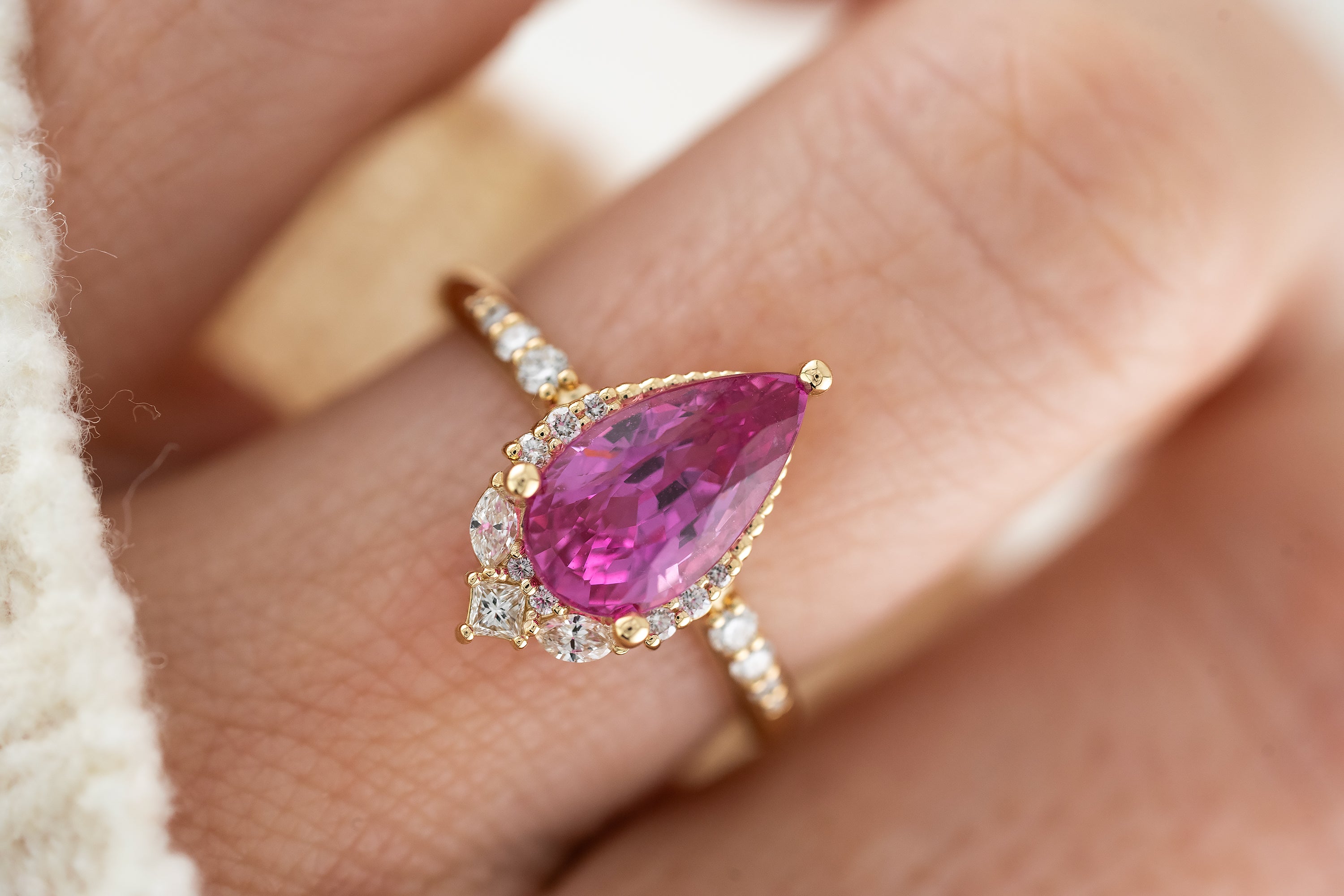 The Charlotte Ring | 3.16 Hot Pink Sapphire - Lavender Creek Gems
