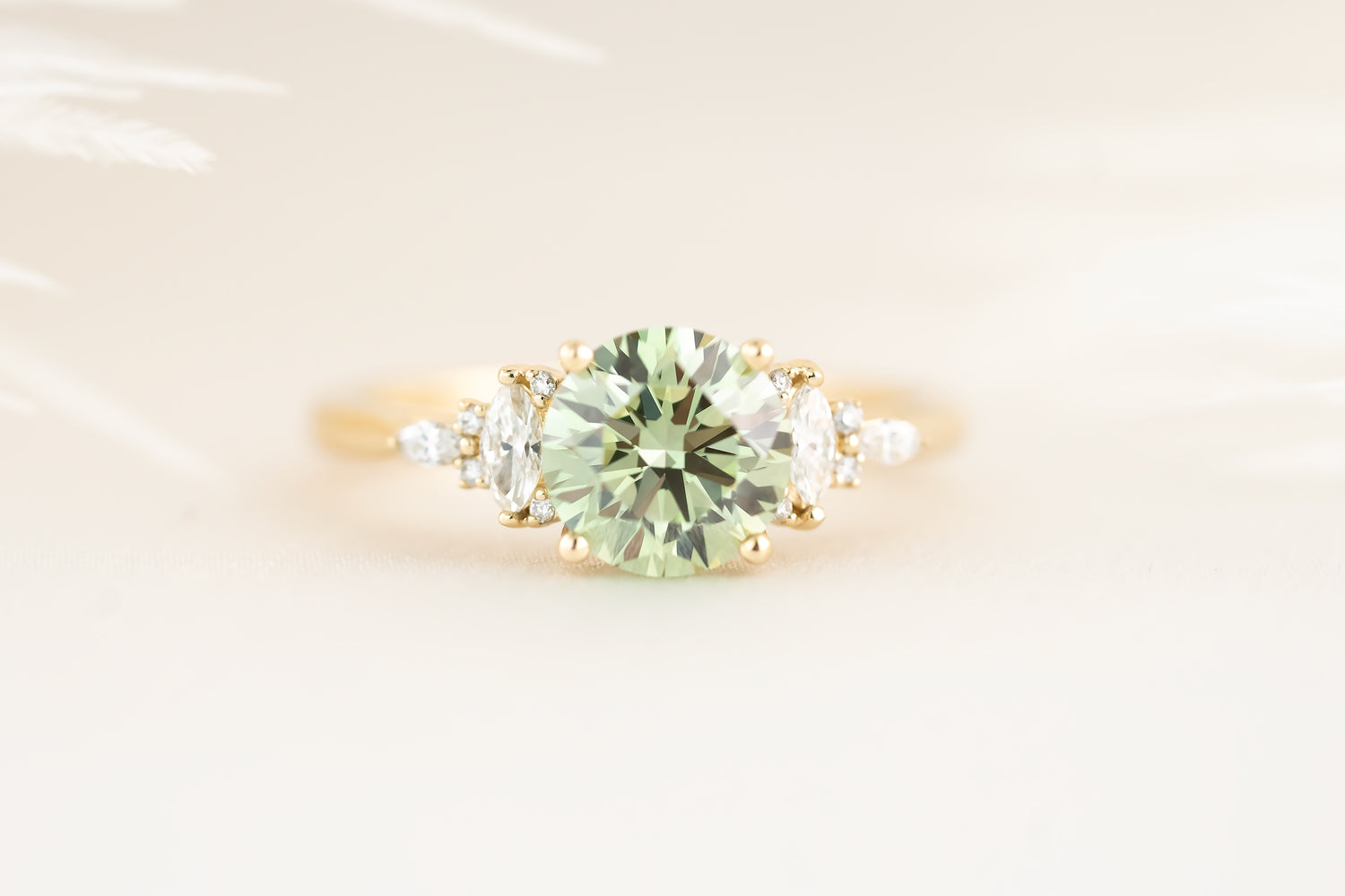 The Maeve Ring - 1.54 CT Round Green Lab Diamond - Lavender Creek Gems