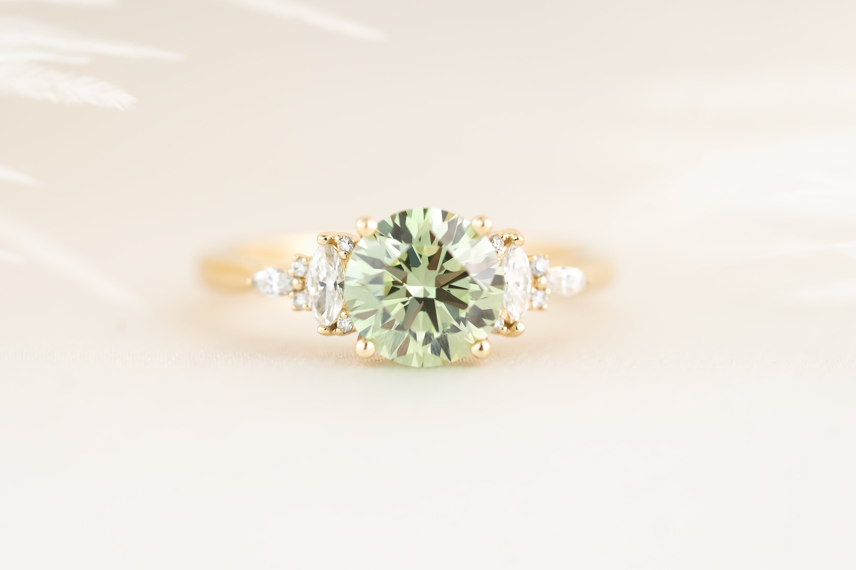 The Maeve Ring - 1.54 CT Round Green Lab Diamond - Lavender Creek Gems