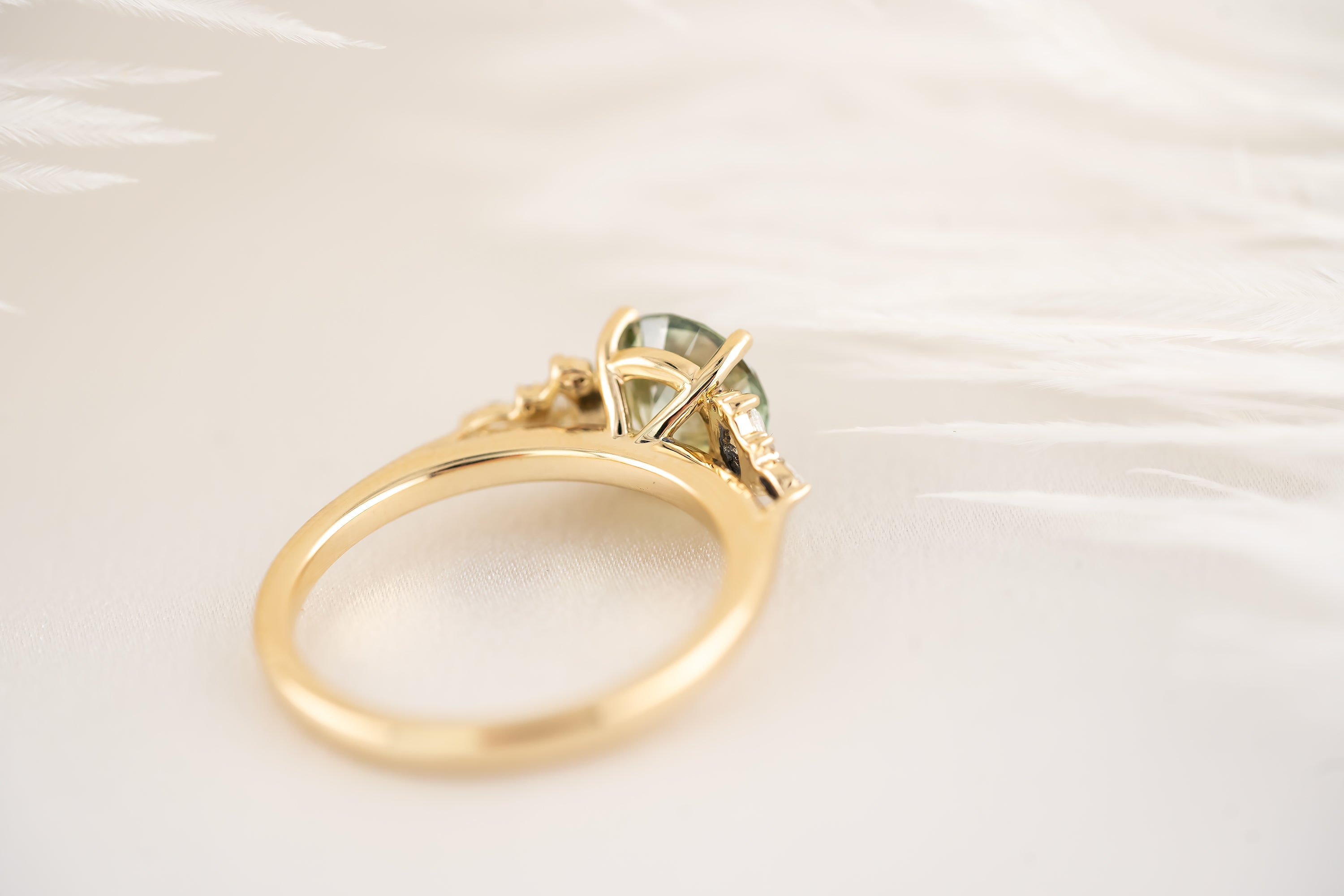The Maeve Ring - 1.54 CT Round Green Lab Diamond - Lavender Creek Gems