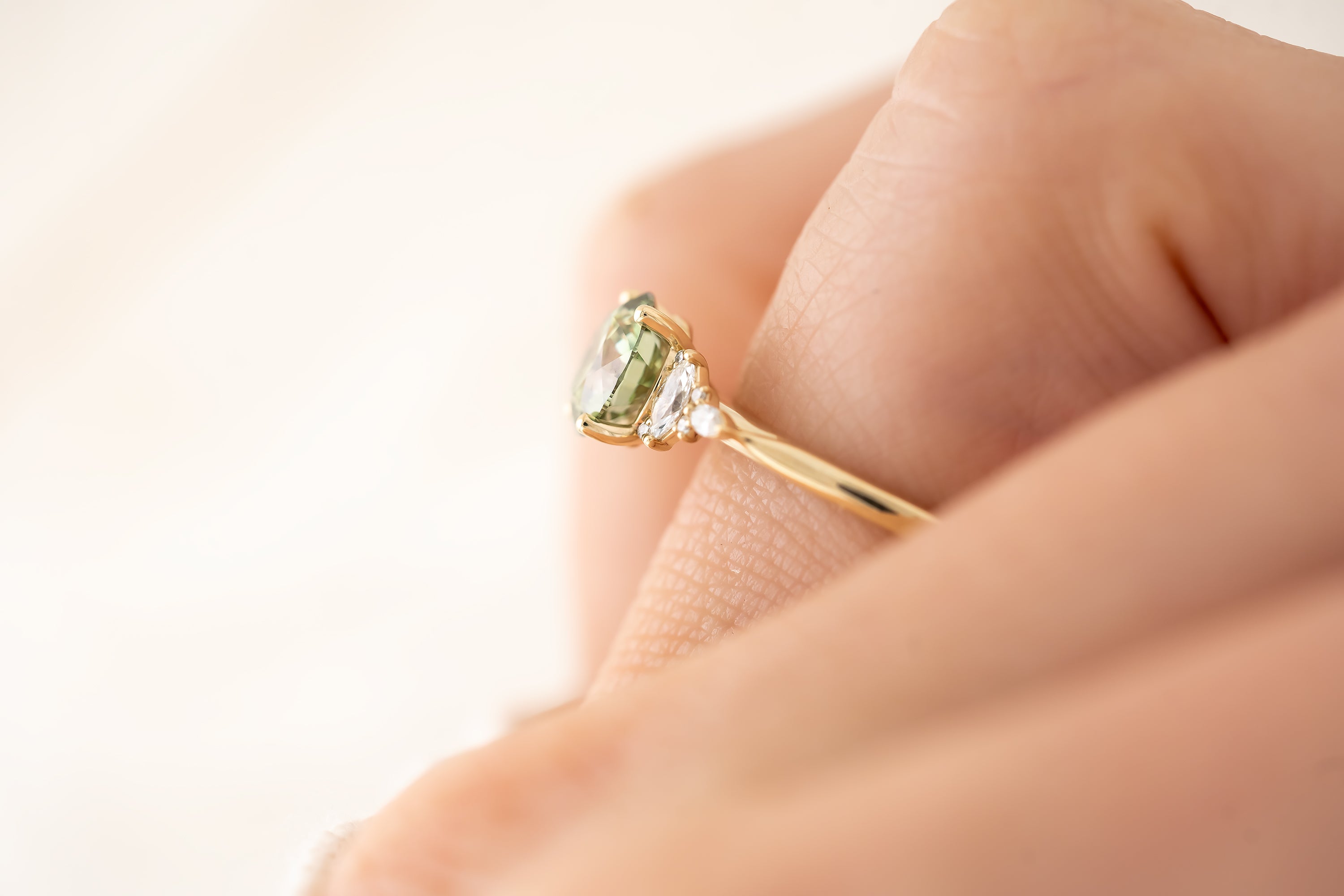 The Maeve Ring - 1.54 CT Round Green Lab Diamond - Lavender Creek Gems