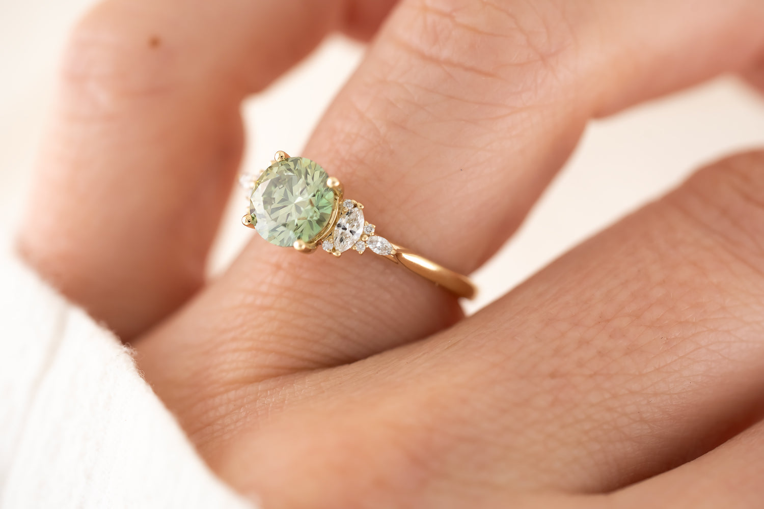 The Maeve Ring - 1.54 CT Round Green Lab Diamond - Lavender Creek Gems