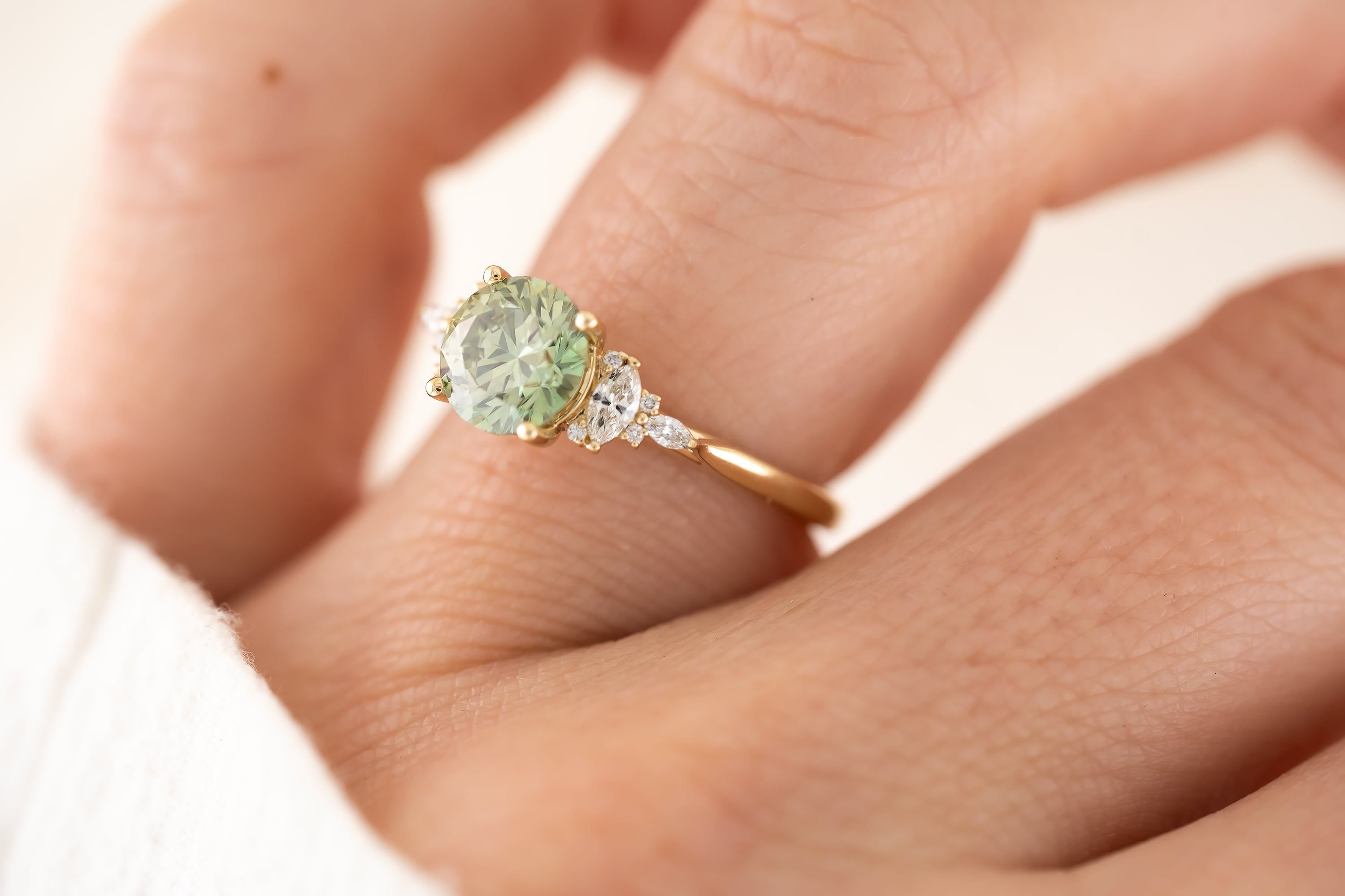 The Maeve Ring - 1.54 CT Round Green Lab Diamond - Lavender Creek Gems