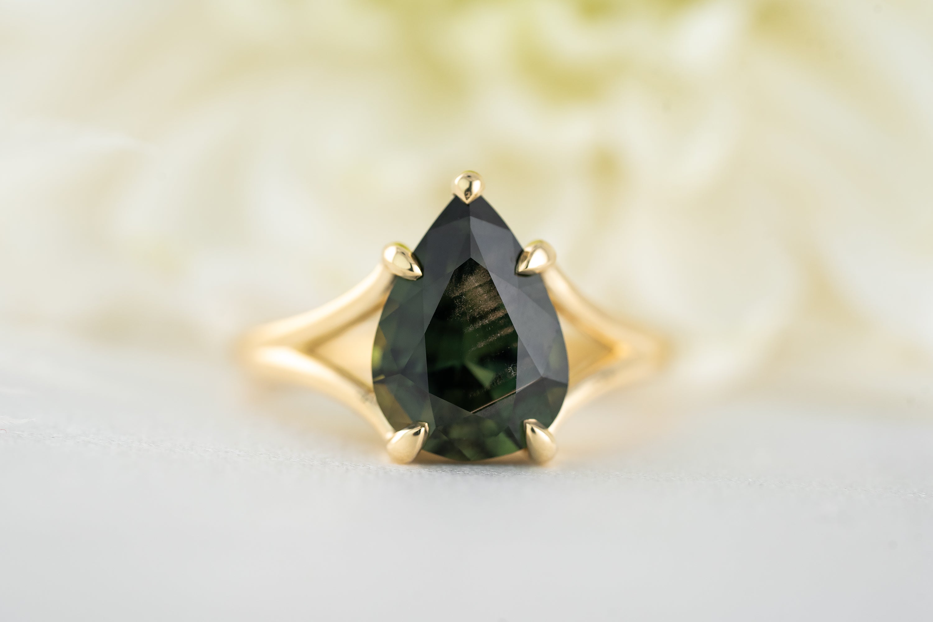 The Willow Ring | 4.19 CT Pear Green Sapphire - Lavender Creek Gems
