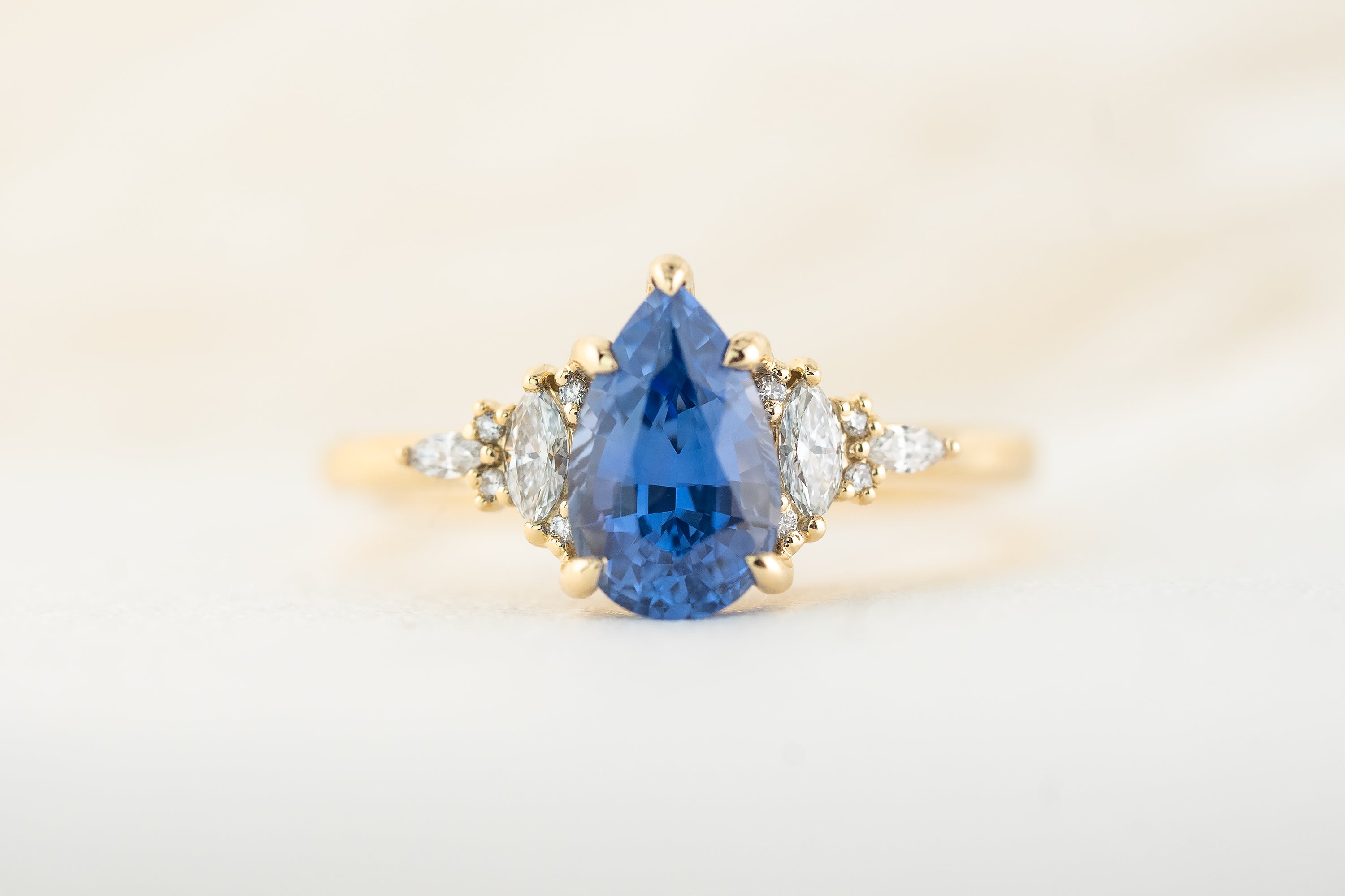 The Maeve Ring | 1 .7 CT Pear Blue Sapphire - Lavender Creek Gems