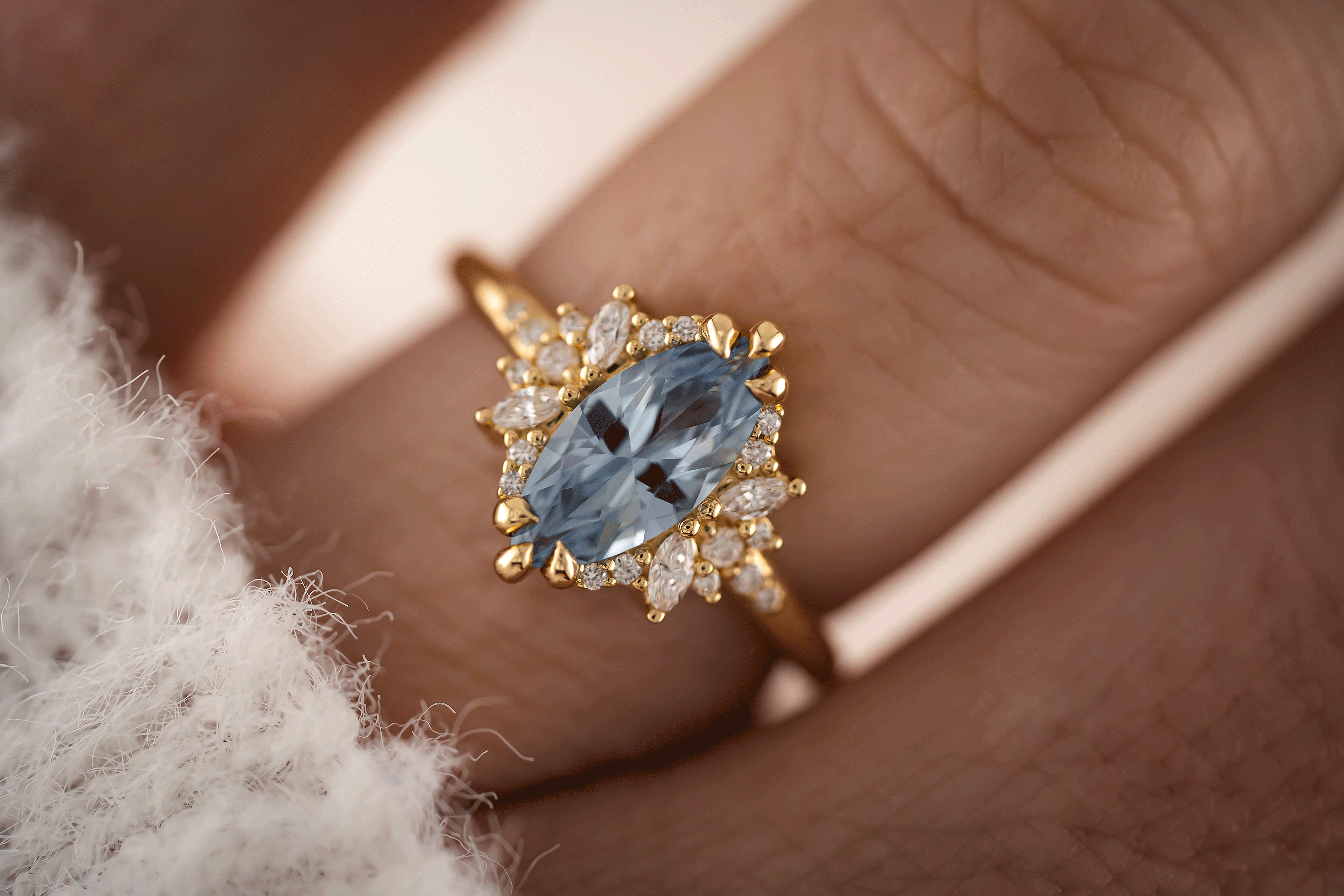 The Reverie Ring | 1.37 CT Marquise Blue Sapphire - Lavender Creek Gems