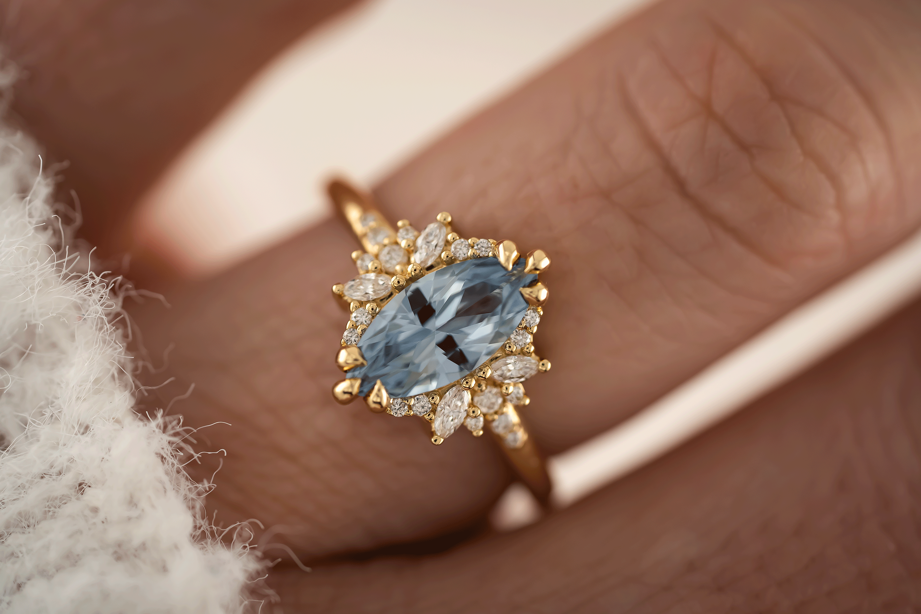 The Reverie Ring | 1.37 CT Marquise Blue Sapphire - Lavender Creek Gems