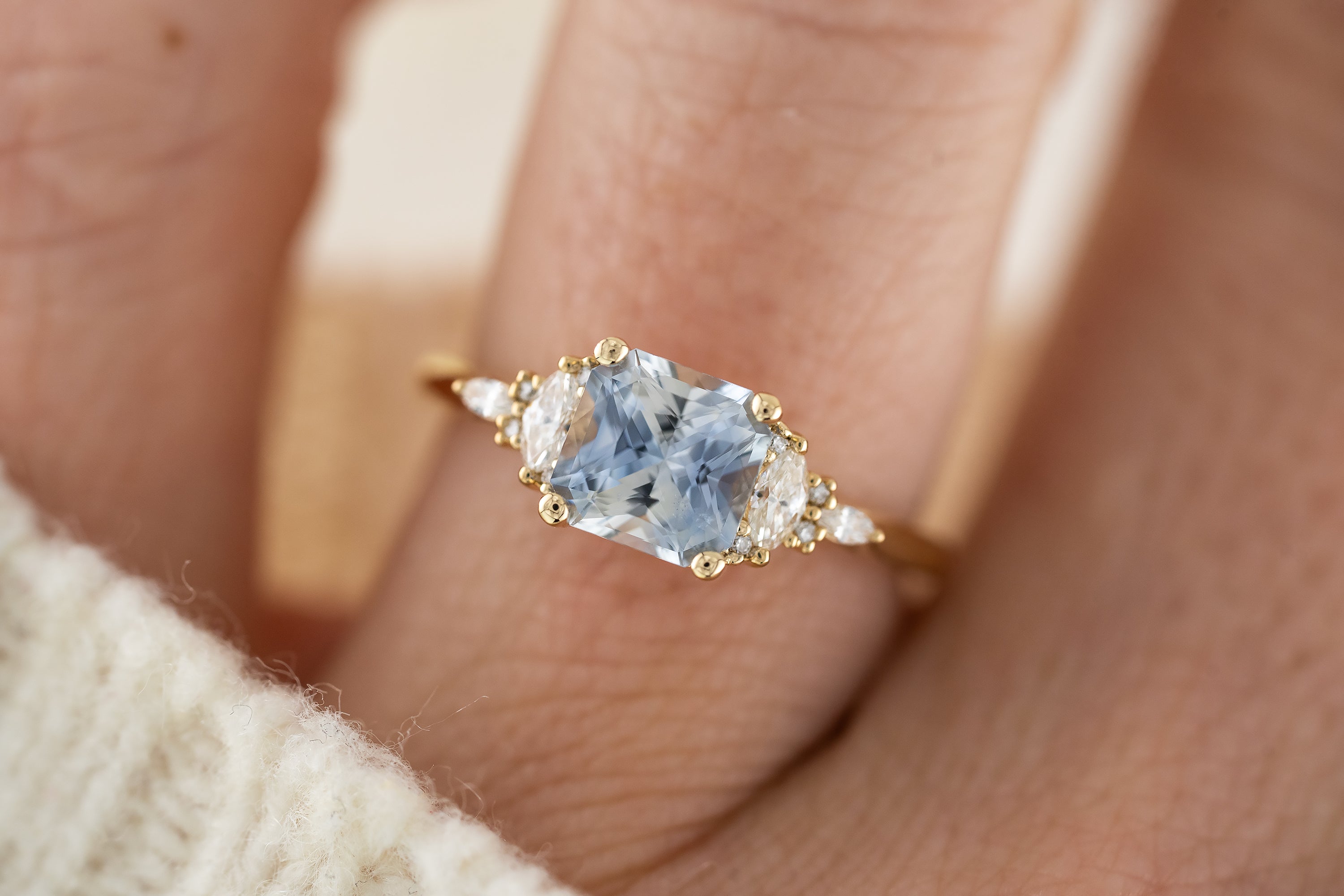 The Maeve Ring | 1.82 CT Square Radiant Bi-color Sapphire - Lavender Creek Gems
