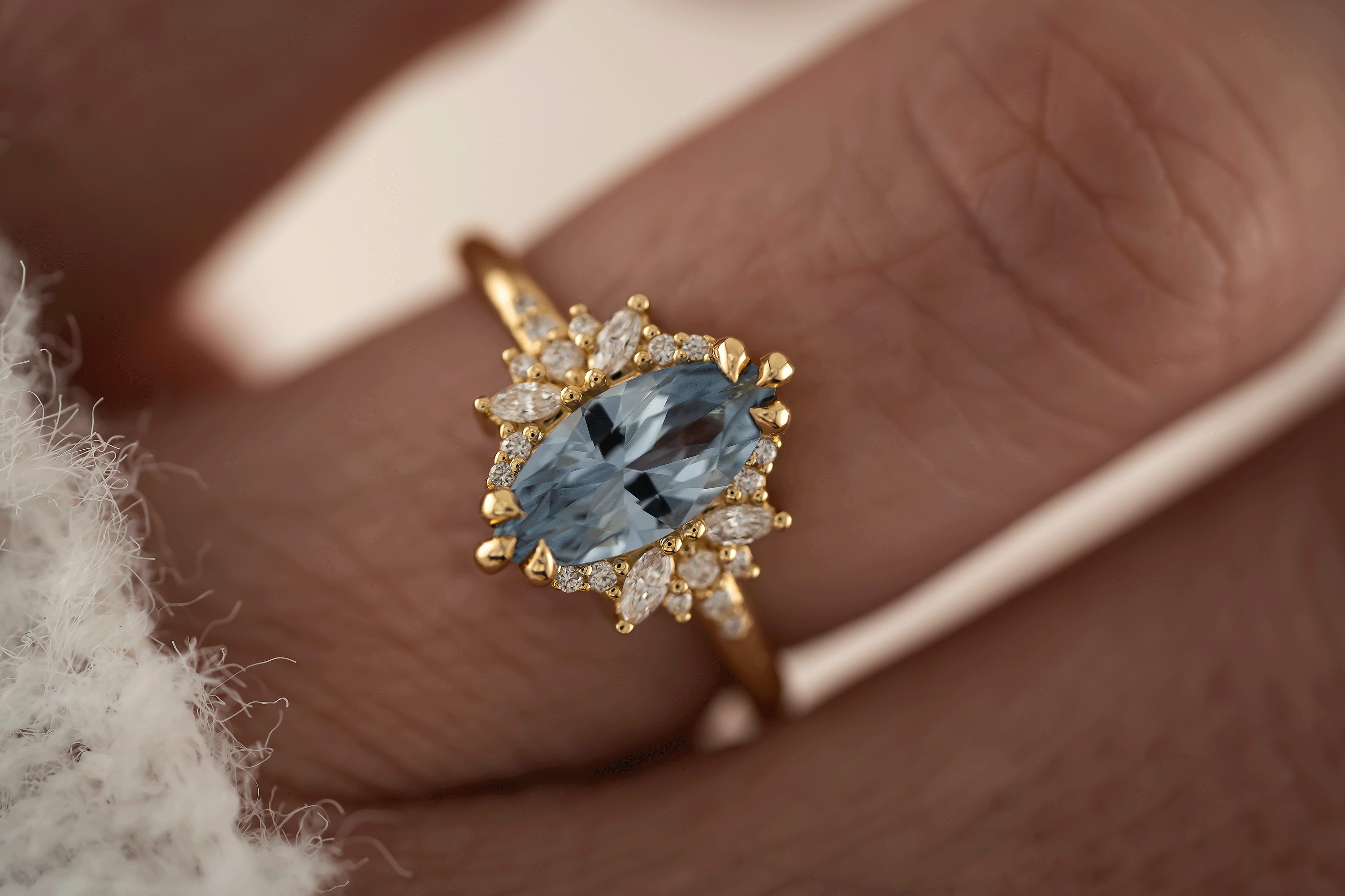 The Reverie Ring | 1.37 CT Marquise Blue Sapphire - Lavender Creek Gems