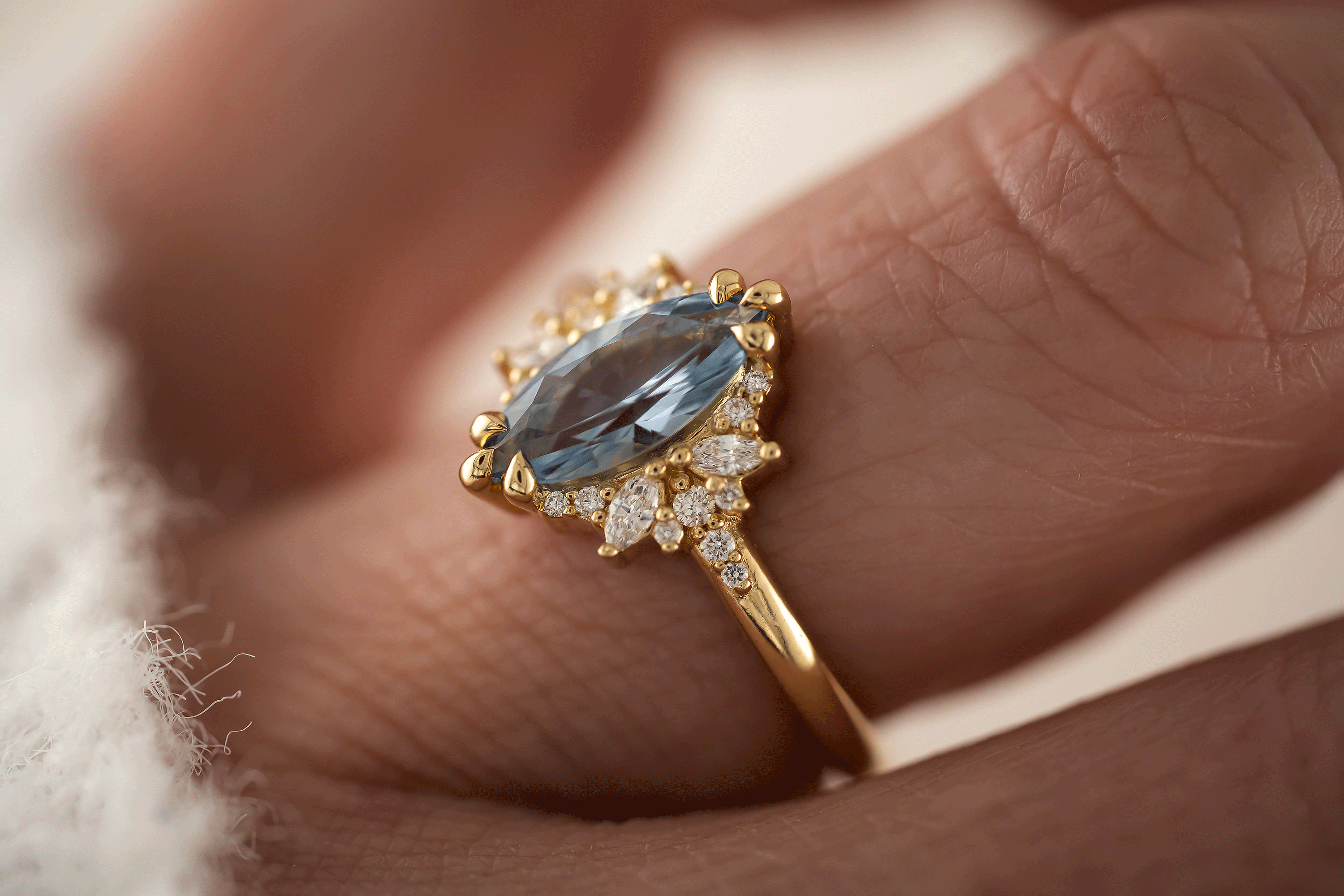 The Reverie Ring | 1.37 CT Marquise Blue Sapphire - Lavender Creek Gems