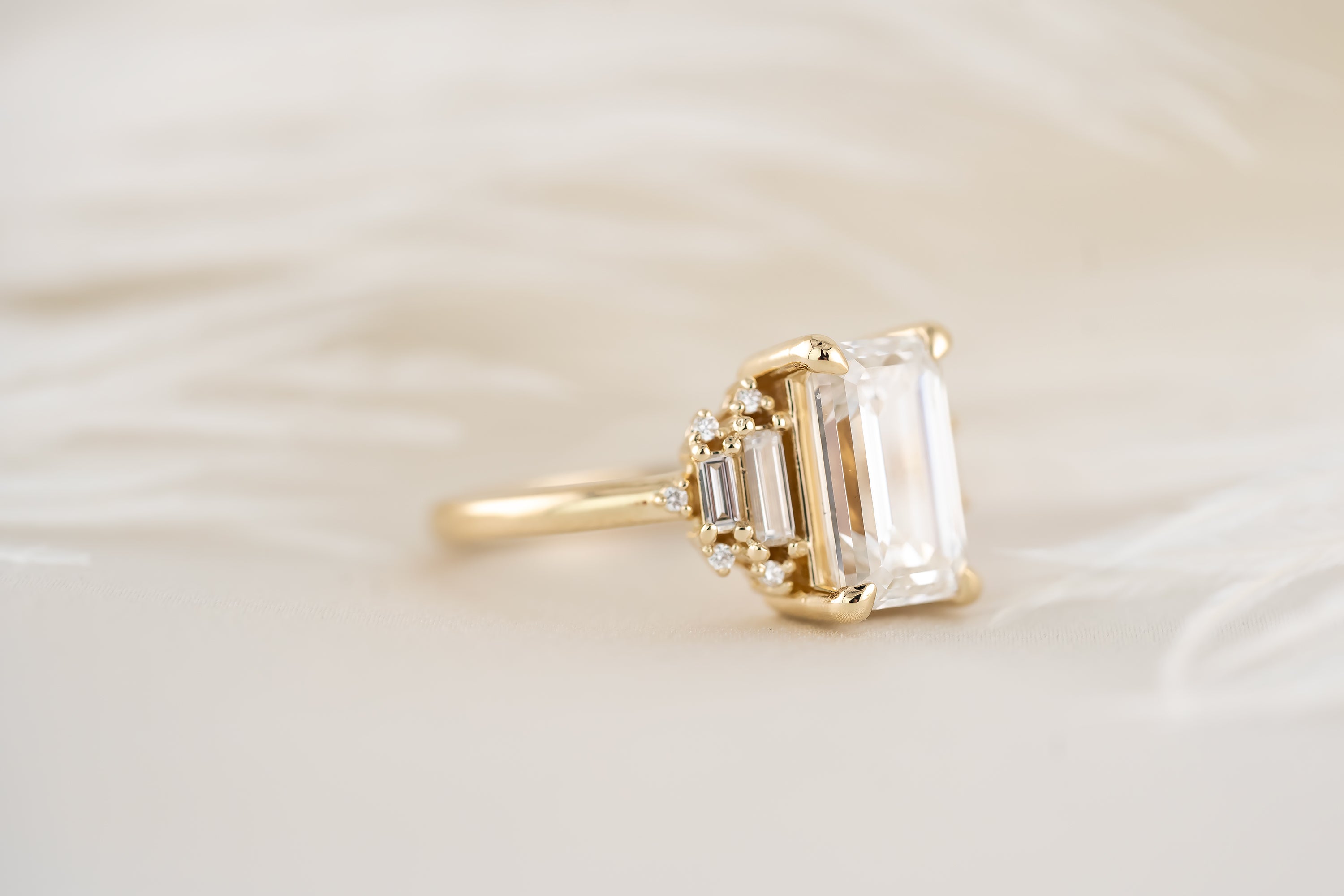 The Soleil Ring | 3 CT Emerald Cut Lab Diamond - Lavender Creek Gems