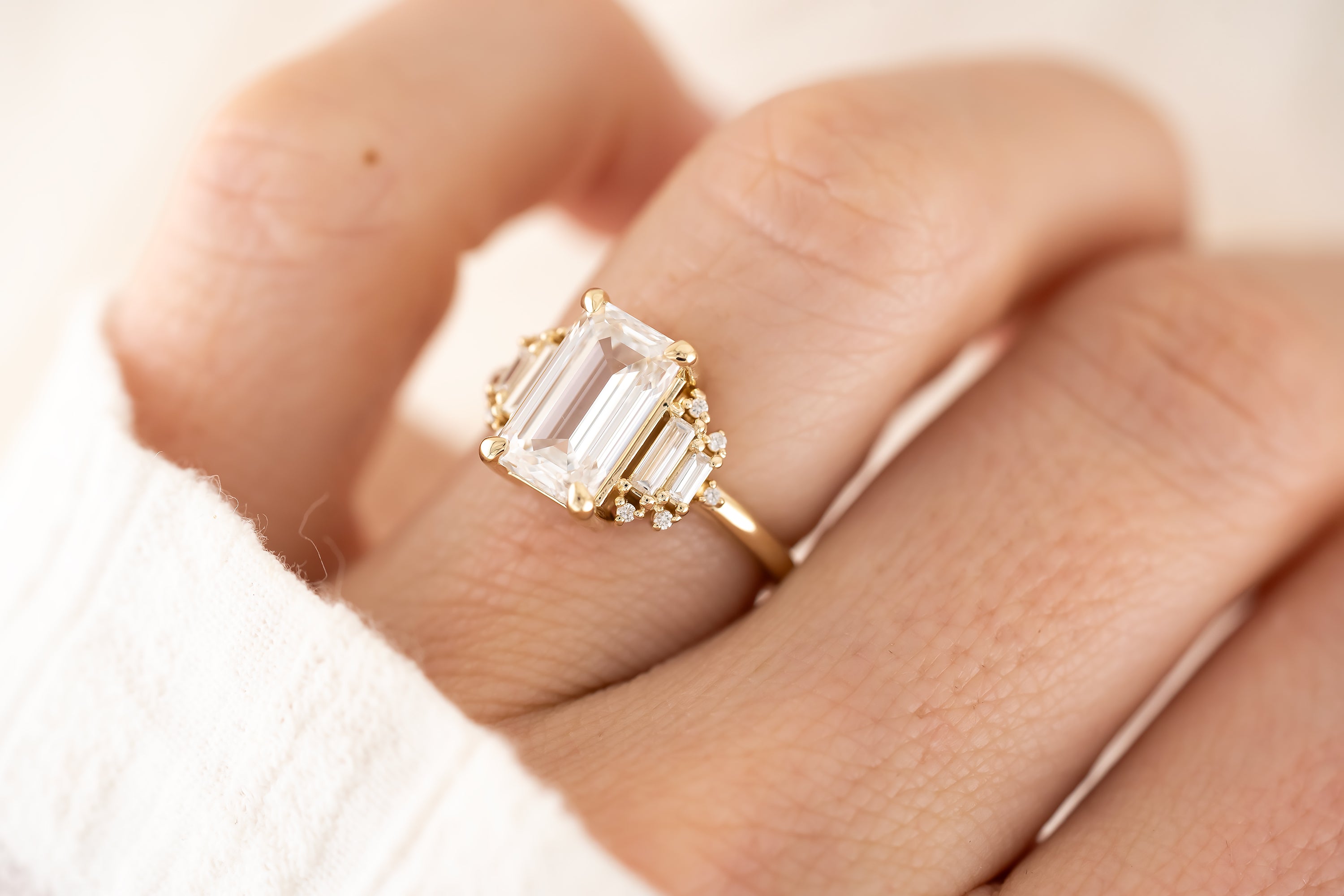 The Soleil Ring | 3 CT Emerald Cut Lab Diamond - Lavender Creek Gems